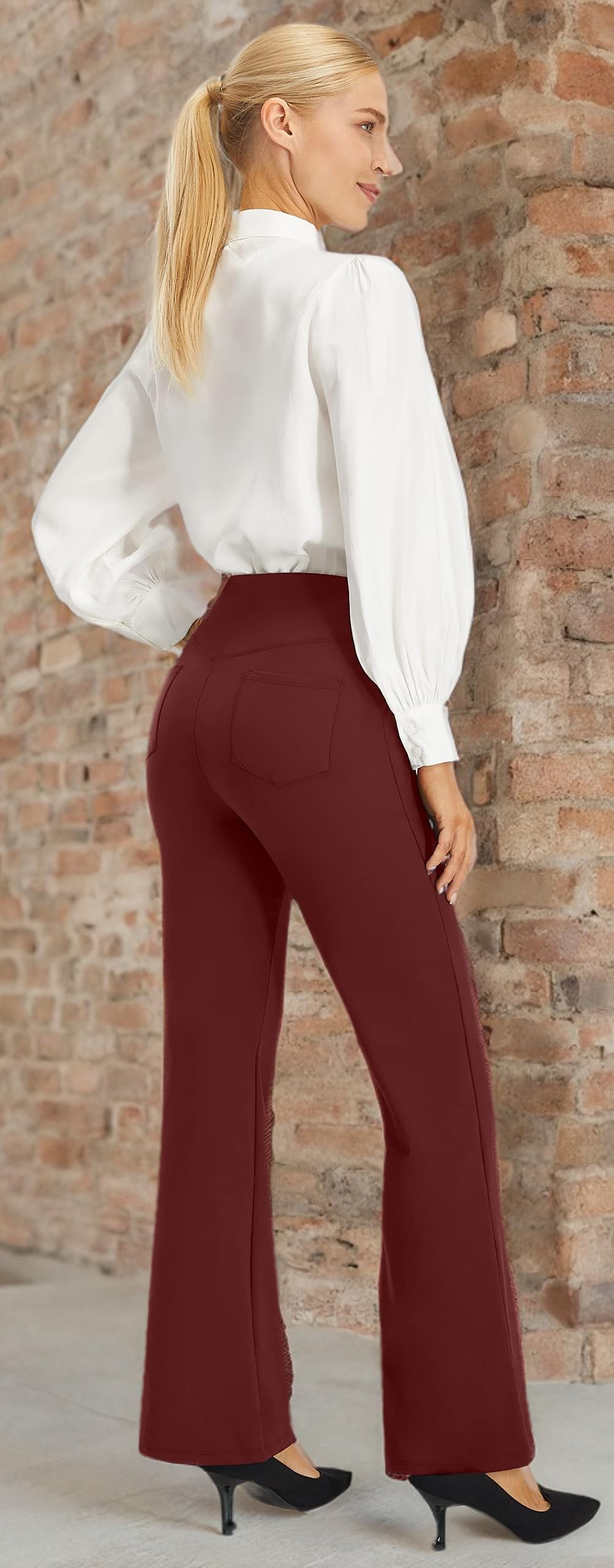 AFITNE Women's High Waist Yoga Dress Pants - Stretchy Pull On Work Pants for Office & Casual Wear | Comfortable Business Slacks for Yoga, Workout & Everyday Use (2025 Collection)