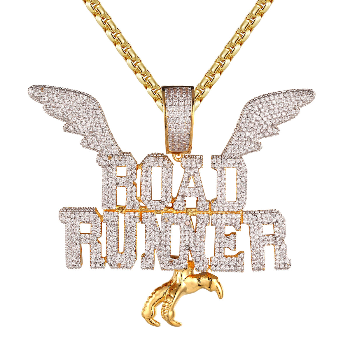 Road Runner Icy Wings Hip Hop 925 Sterling Silver Pendant Necklace for Men - Trendy Urban Jewelry Gift for Rappers & Streetwear Lovers