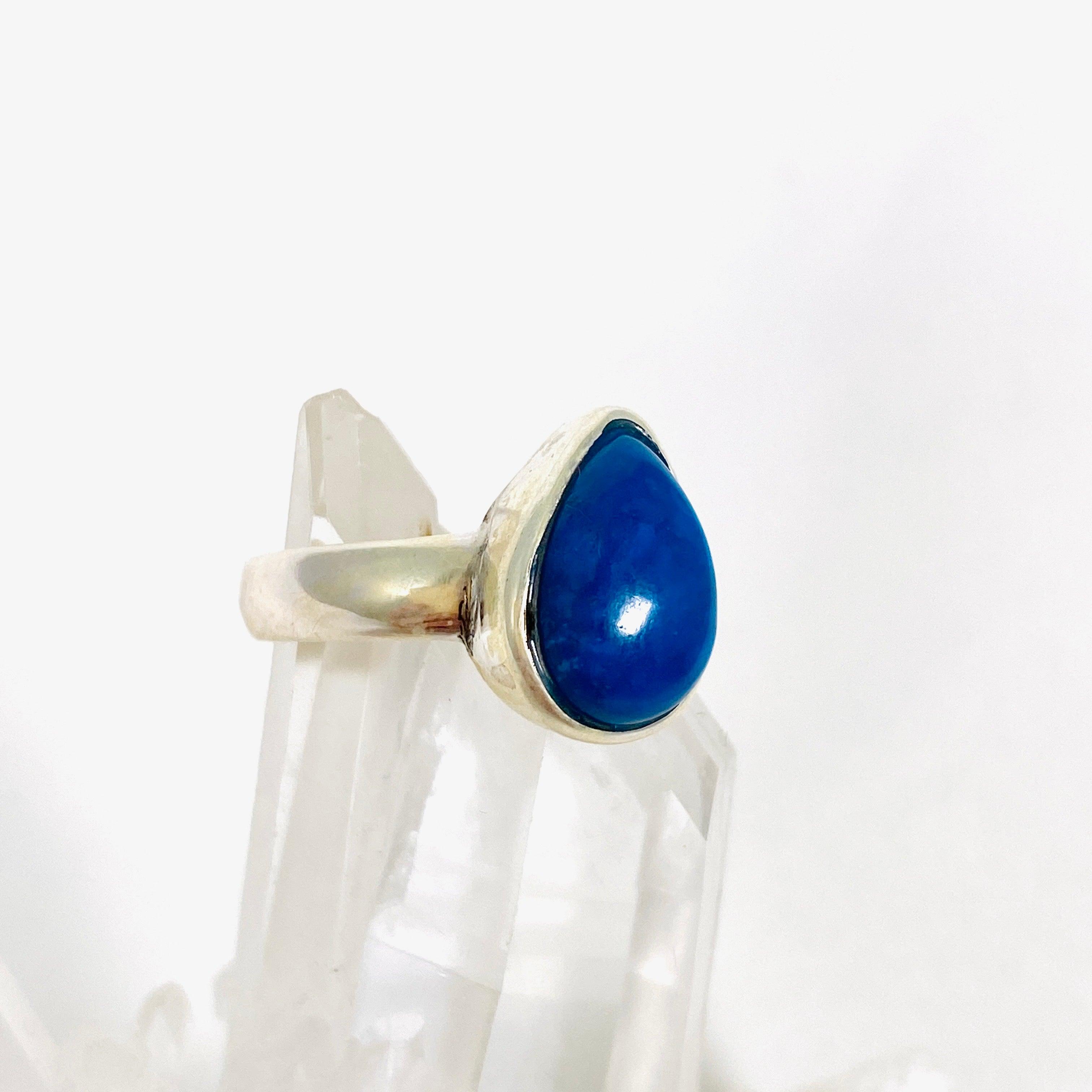 Natural Cavansite Teardrop Ring Size 8.5 - Handmade Blue Crystal Jewelry for Women - Perfect for Boho Style, Meditation & Spiritual Healing