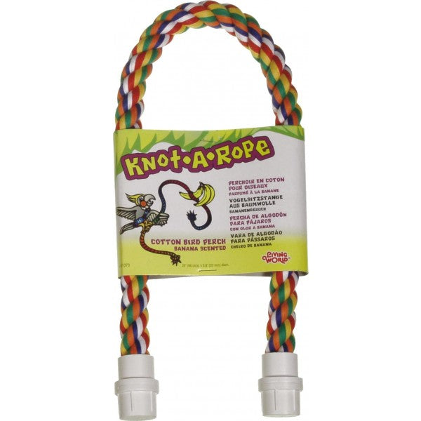 Natural Banana Scented Knot A Rope Perch for Birds - 20mm x 52cm - Safe Chewing Toy for Parrots, Cockatiels & Small Pets - Perfect for Cages, Playstands & Enrichment Activities