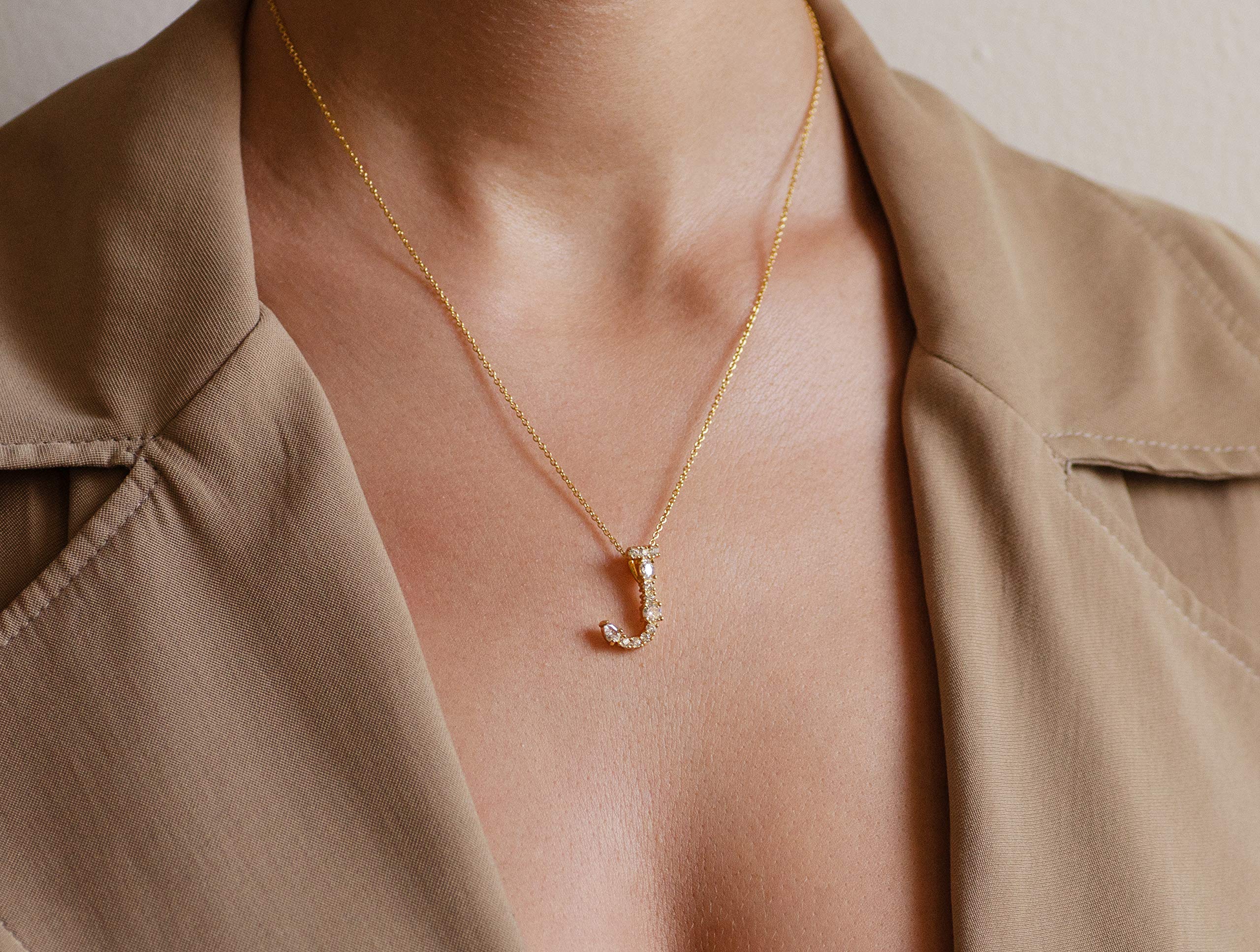 LAVLA Cubic Zirconia Initial Necklace for Women - 18K Gold Plated Dainty Letter Pendant with Colorful Crystals | Personalized Jewelry Gift for Her | Perfect for Birthdays, Anniversaries and Special Occasions