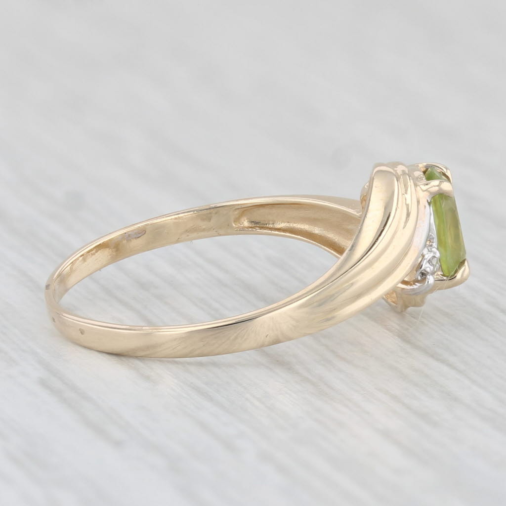 0.50ct Oval Peridot Diamond Ring in 10k Yellow Gold - Size 6.5 - Elegant Birthstone Jewelry for Women, Perfect for Anniversary Gifts & Special Occasions
