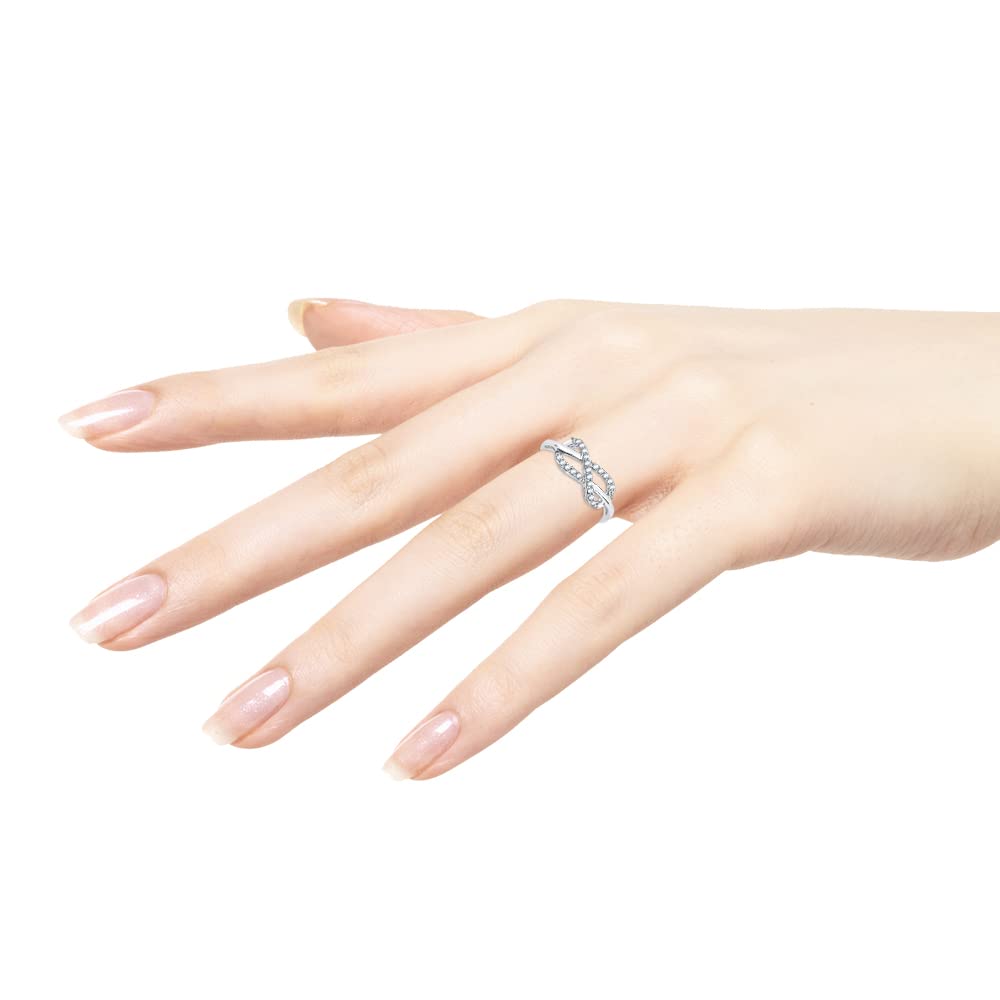 Sterling Silver Infinity Diamond Ring - 1/5 Carat (J-K, I1-I2) - Elegant Jewelry Gift for Women, Anniversary, Wedding, Engagement & Special Occasions