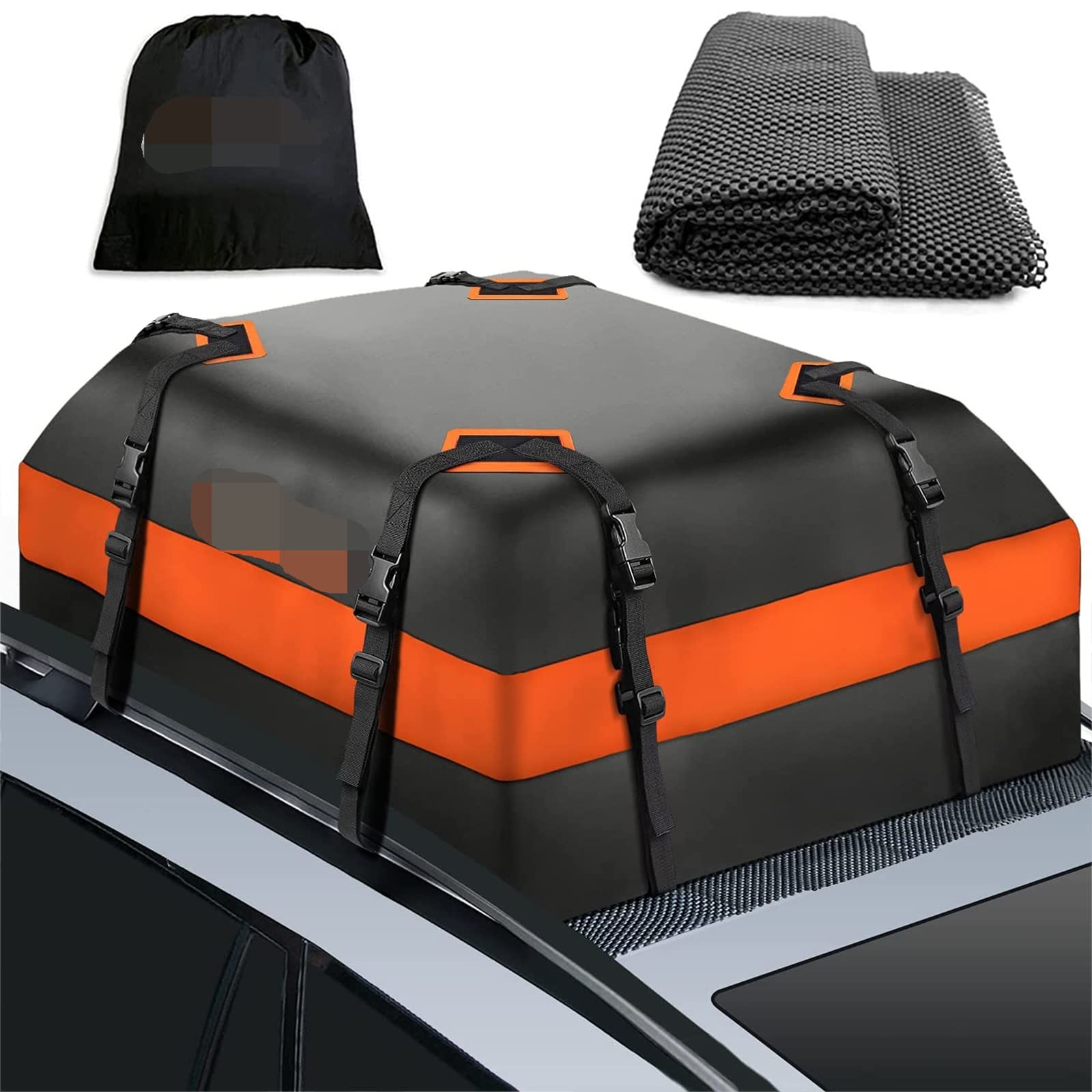 Waterproof 15 Cubic Feet Car Roof Bag - Heavy Duty Rooftop Cargo Carrier with Anti-Slip Mat for SUV, Truck & Travel | Perfect for Road Trips, Camping & Outdoor Adventures