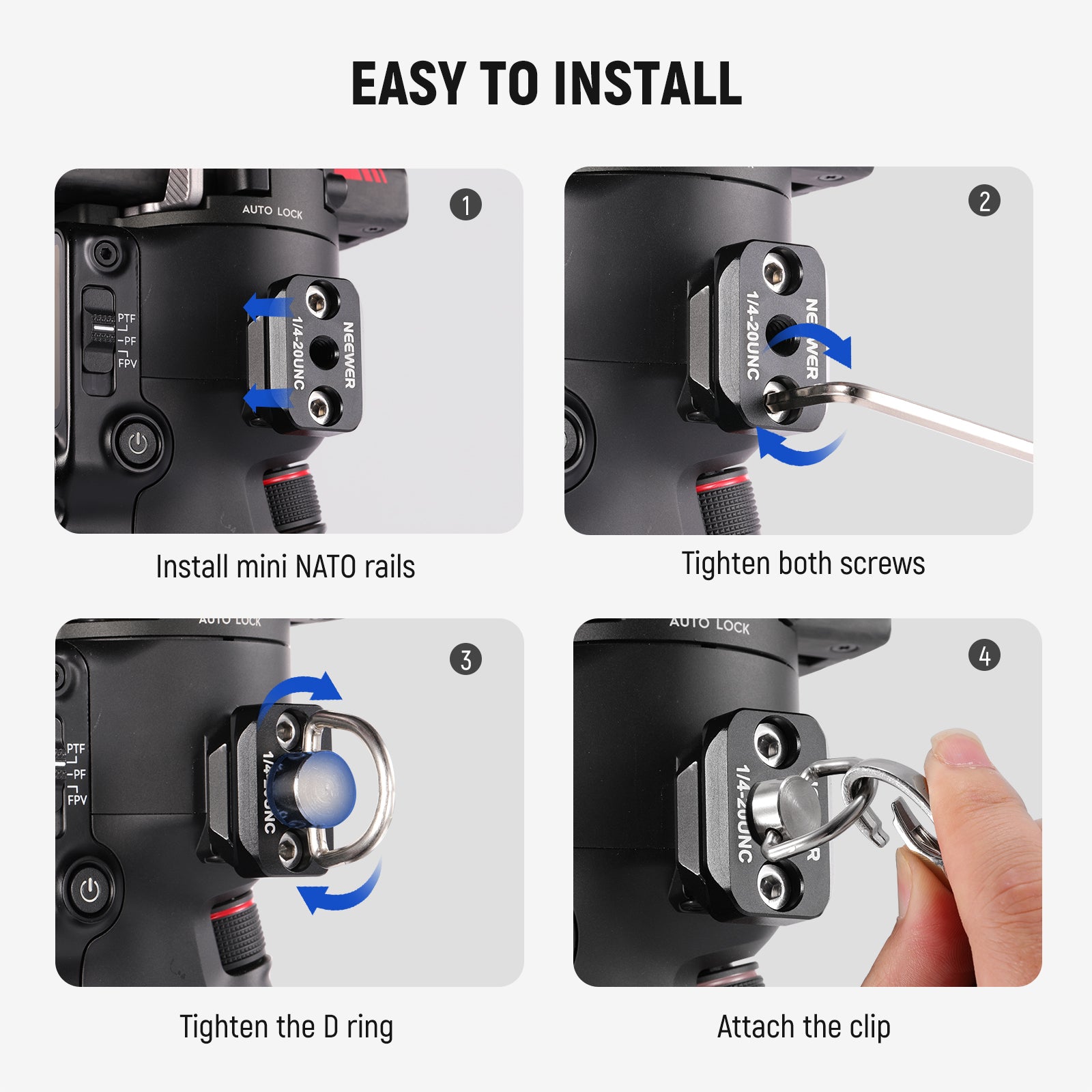 NEEWER GA014 Camera Stabilizer Strap Kit for DJI Ronin/RS - Compatible with Ronin-S, Ronin-SC, RS2, RSC2 - Secure & Adjustable Hand Strap for Smooth Filming - Perfect for Vlogging, Travel Videography & Professional Cinematography