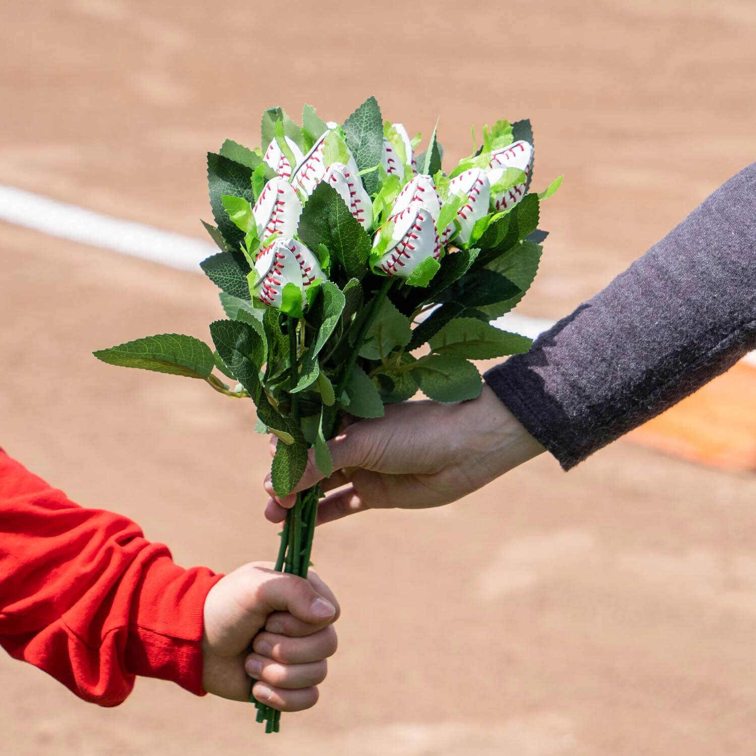 ChalkTalkSPORTS Baseball Rose Bouquet - 12 Real Leather Roses | Handmade Baseball Leather Flower Arrangement | Perfect Gift for Baseball Fans, Valentine's Day & Home Decor