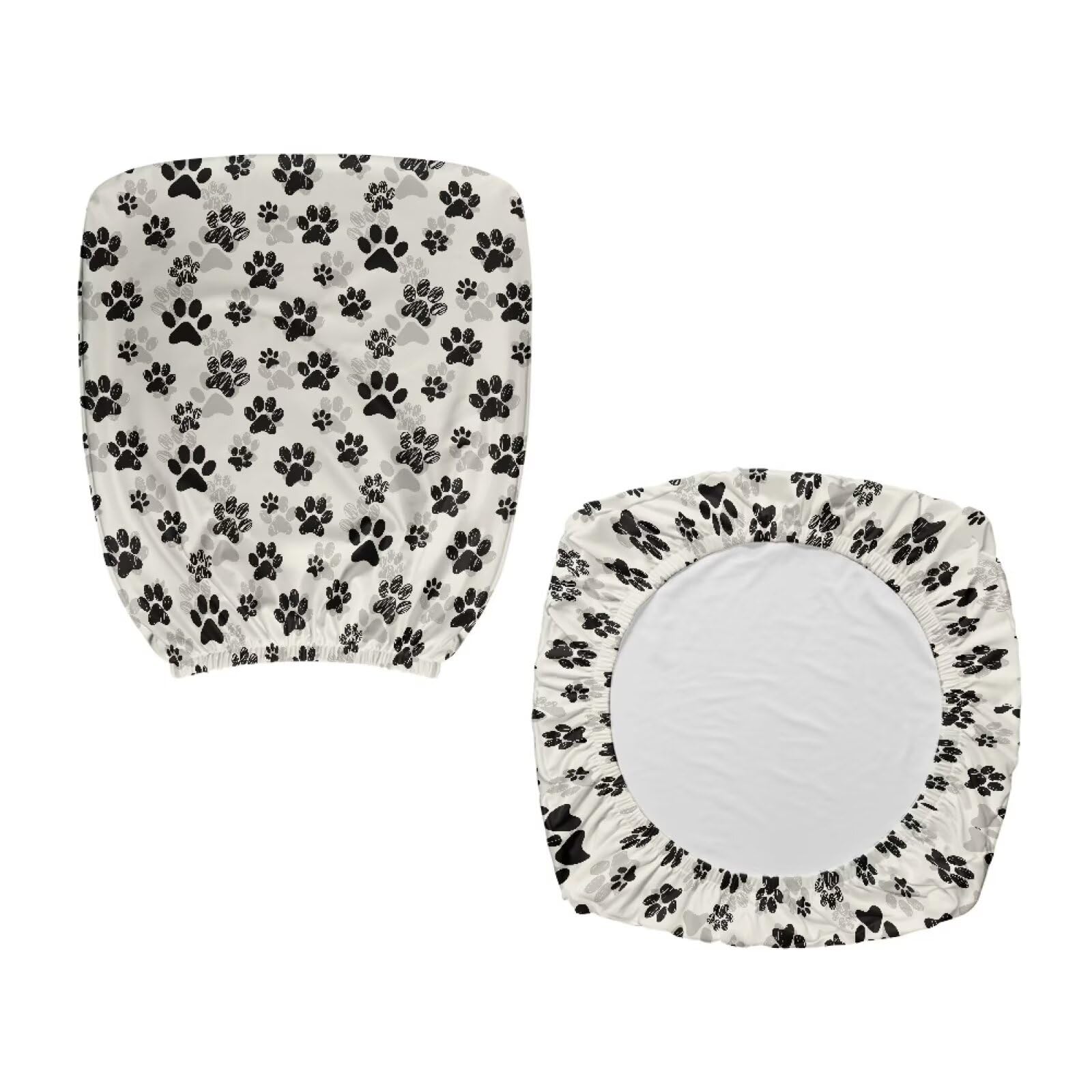Stretchable Chair Covers for Office & Gaming - 2PCS Black Paw Print - Home & Office Use
