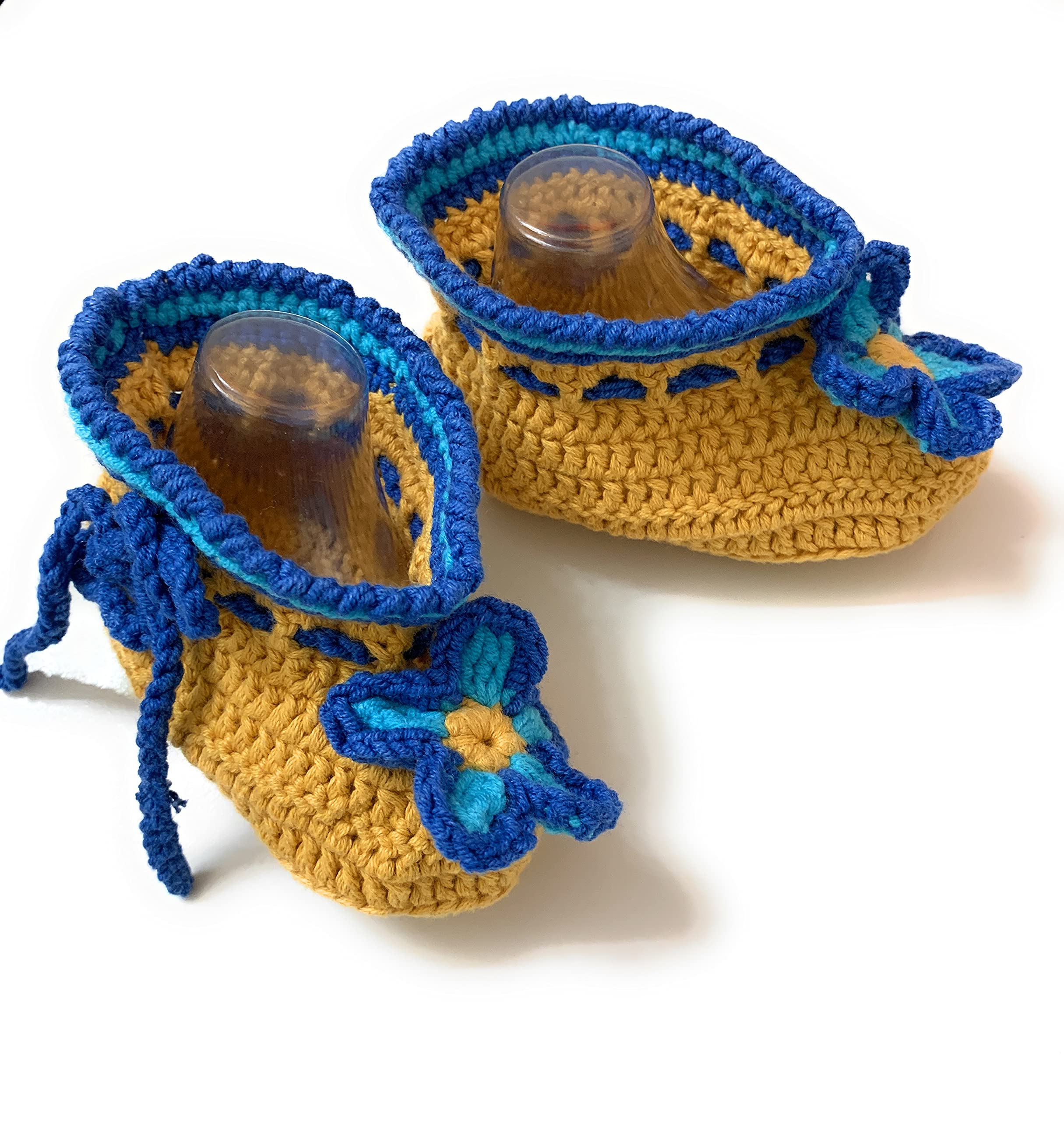 Handmade Crochet Baby Booties for Girls - Soft Yellow Infant Boots & Socks (0-12 Months) - Perfect for Newborn Photoshoots, Baby Showers & Winter Outfits