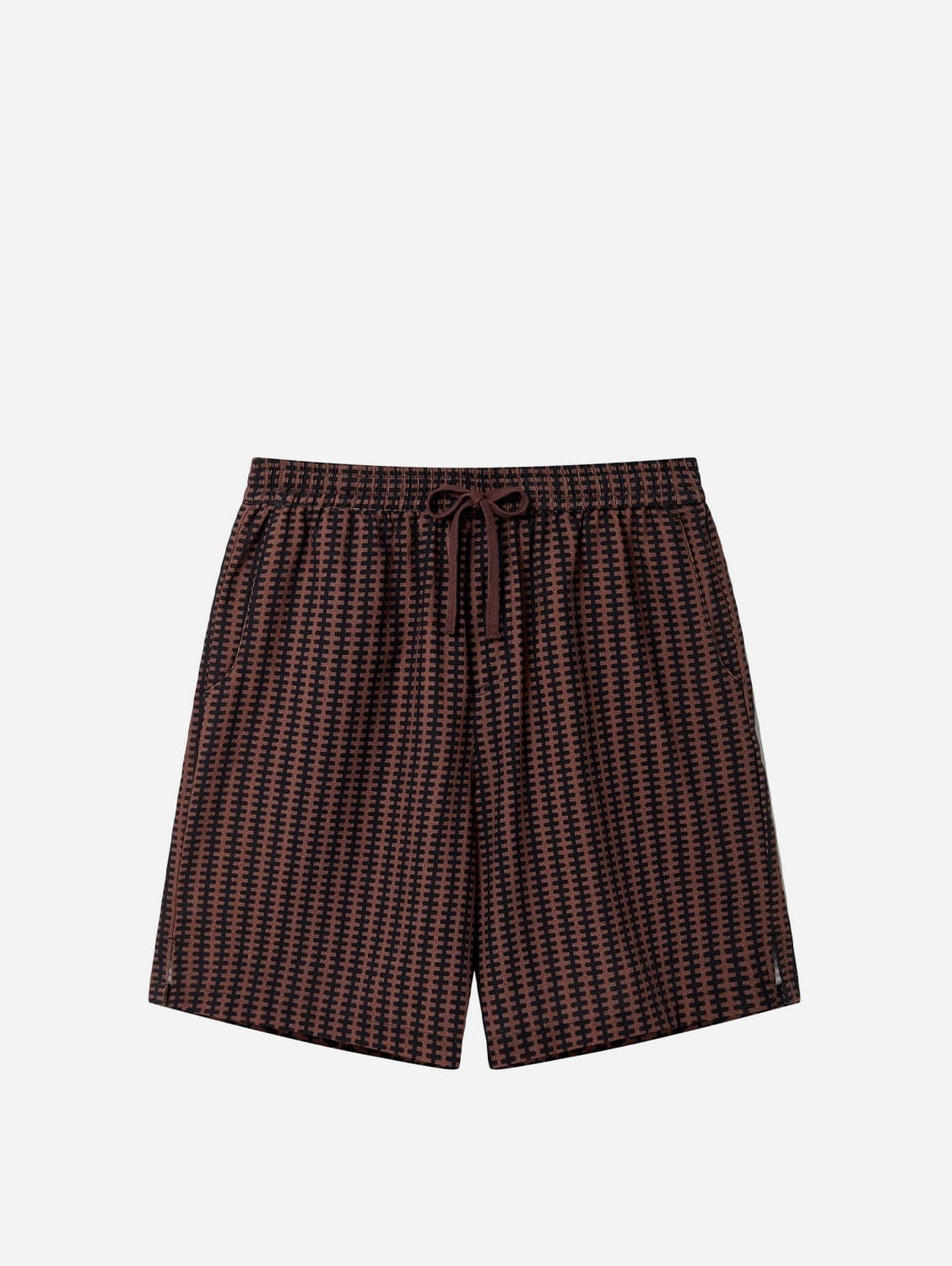 Organic Linen Cotton Shorts for Men - Breathable Summer Casual Shorts with Brown Stripe | Perfect for Beach, Vacation & Outdoor Activities