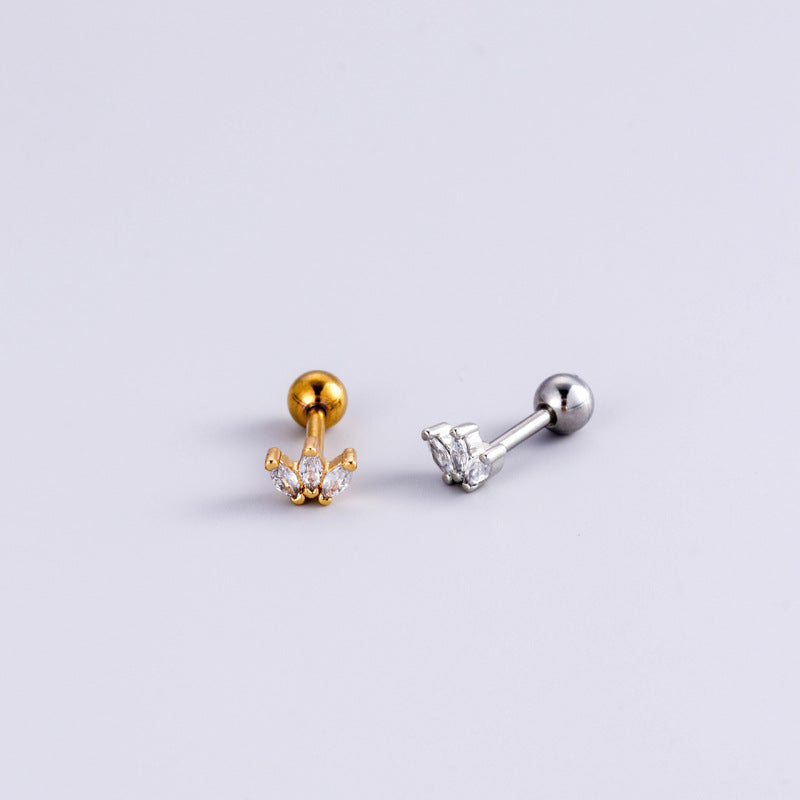 16G Surgical Steel Cartilage Earrings - Crown & Heart Studs with Ball Back for Women | Hypoallergenic Body Jewelry for Pierced Ears | Perfect for Daily Wear, Parties & Gifts
