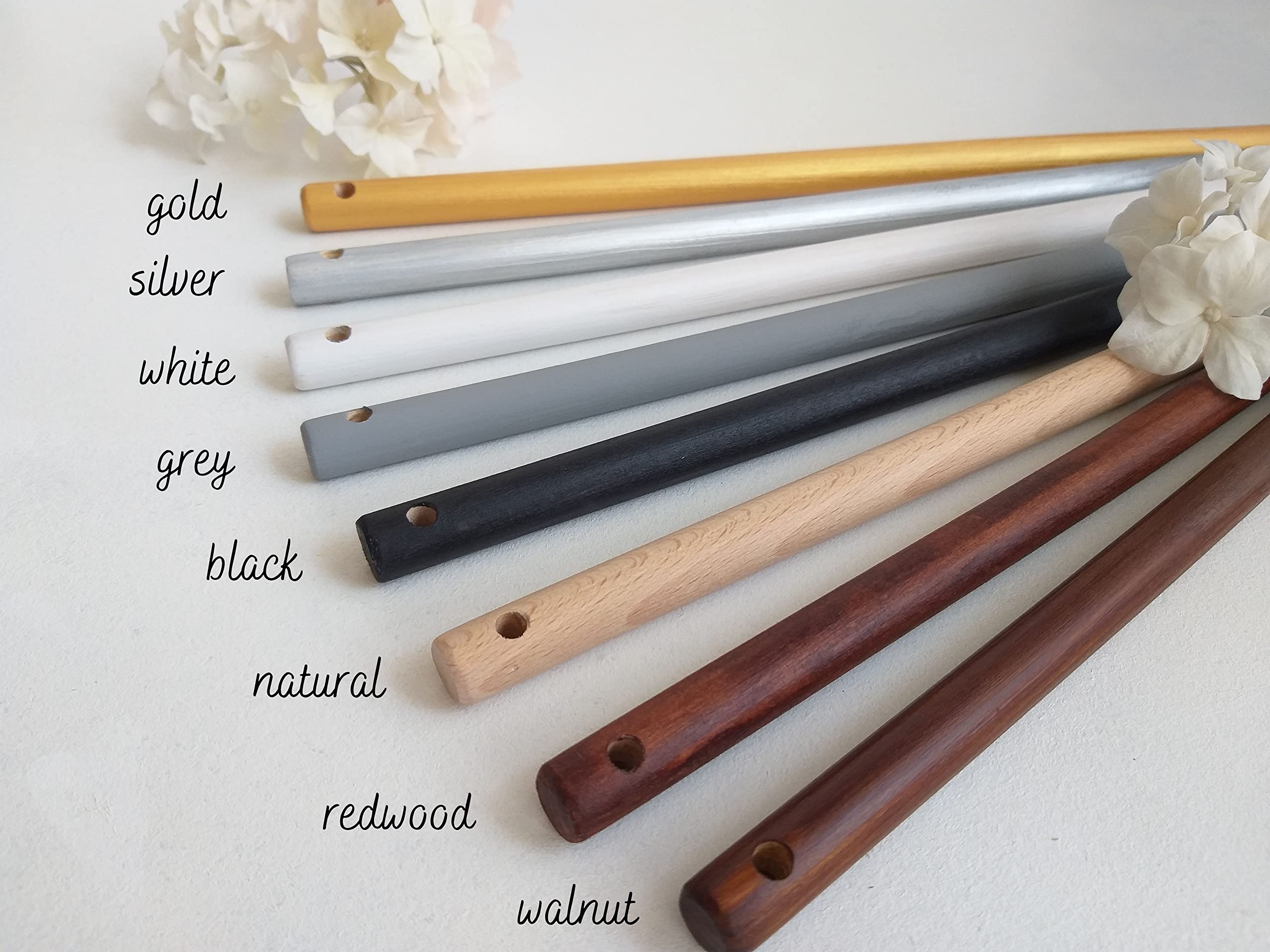Wooden Dowels with Two Holes - Round Dowel Rod for Quilt Wall Hanging - 24 Inch Walnut Mordant Finish - Perfect for DIY Crafts, Home Decor & Quilt Hanging Projects