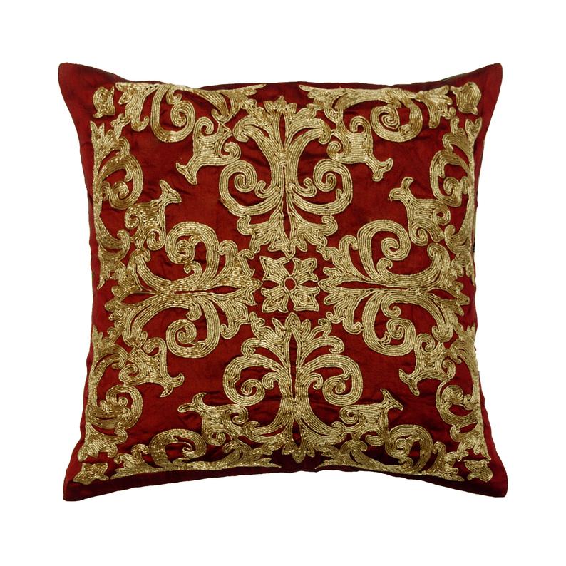 Admirable Red Art Silk Throw Pillow Cover - Elegant Decorative Cushion Case for Sofa, Bed, Living Room & Home Decor