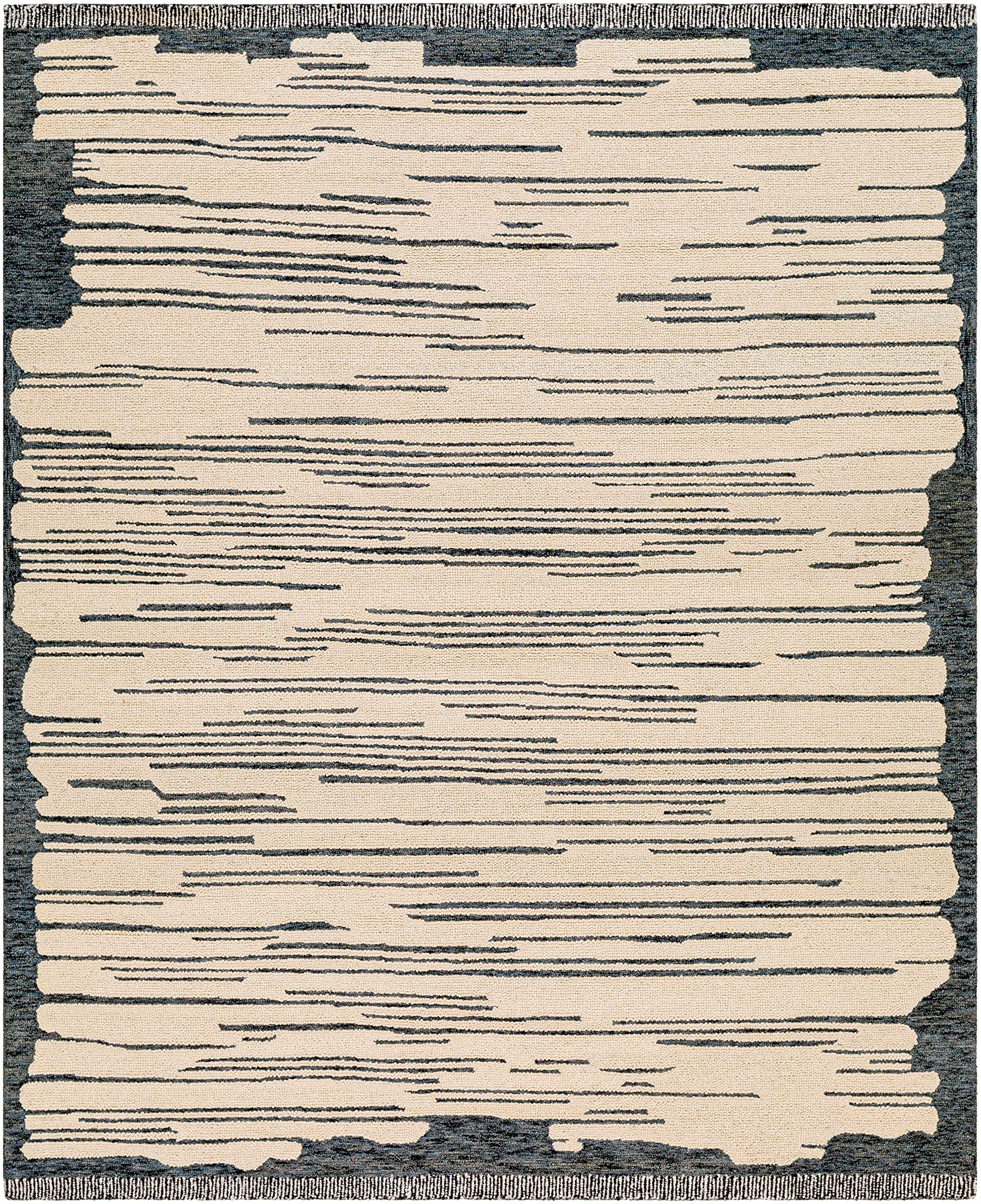 Hauteloom Tapas Wool Area Rug for Living Room & Bedroom - Soft Black, Gray, Beige 8' x 10' - Cozy Home Decor for Modern Spaces