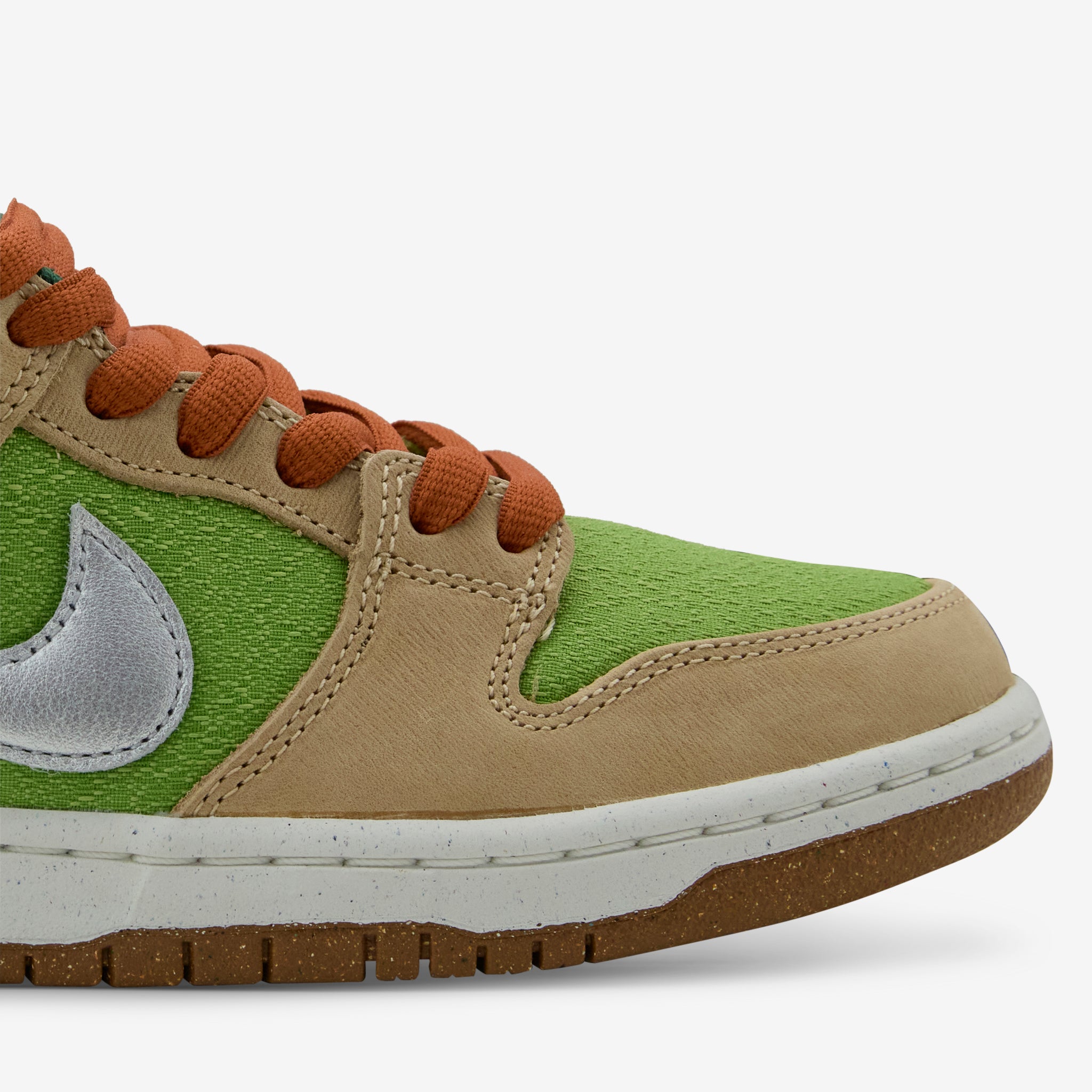 Nike Dunk Low Pro SB Sneakers - Sesame, Metallic Silver & Pear Colorway | Skateboarding, Casual Wear & Street Style Fashion