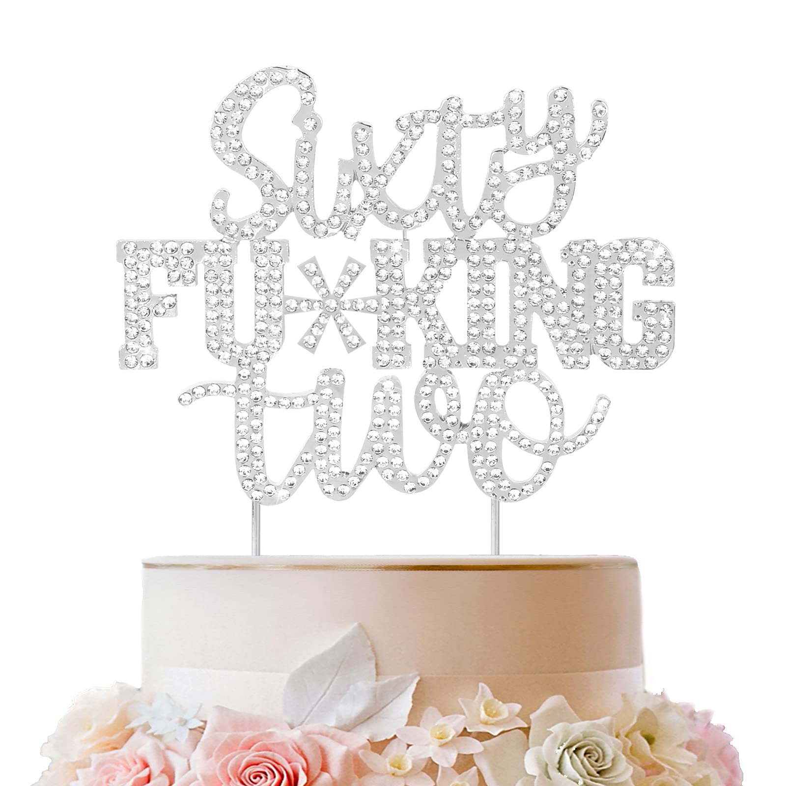LINGTEER Happy 62nd Birthday Cake Topper - Silver Rhinestone Decor with 'Cheers to 62 Years' Message | Perfect for Birthday Party Centerpieces & Milestone Celebration Decorations