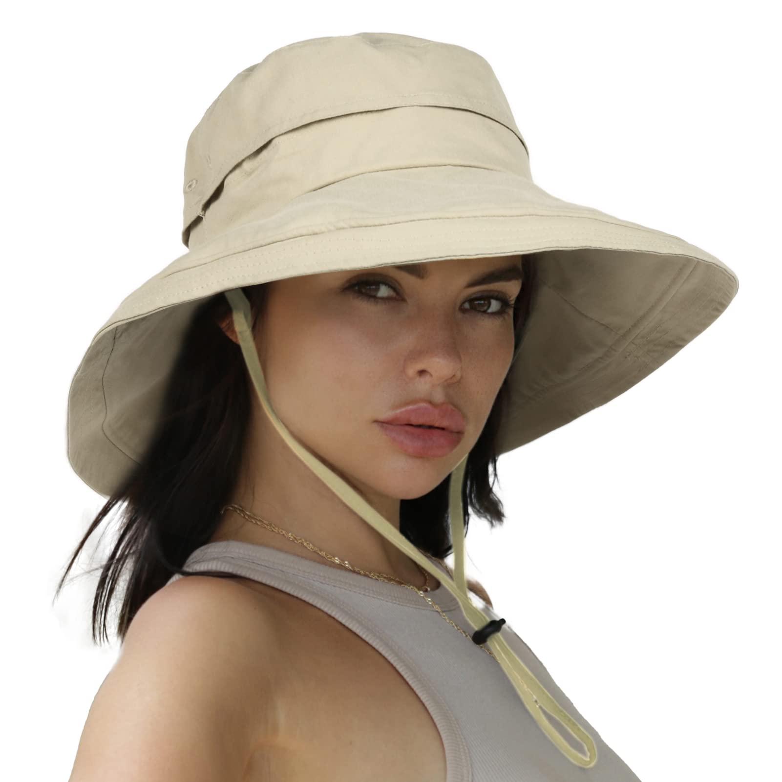 Women's Sun Hat for Gardening & Beach - Wide Brim UPF Sun Protection, Breathable Cotton Summer Hat with Foldable Brim - Perfect for Outdoor Activities, Travel, and Vacation