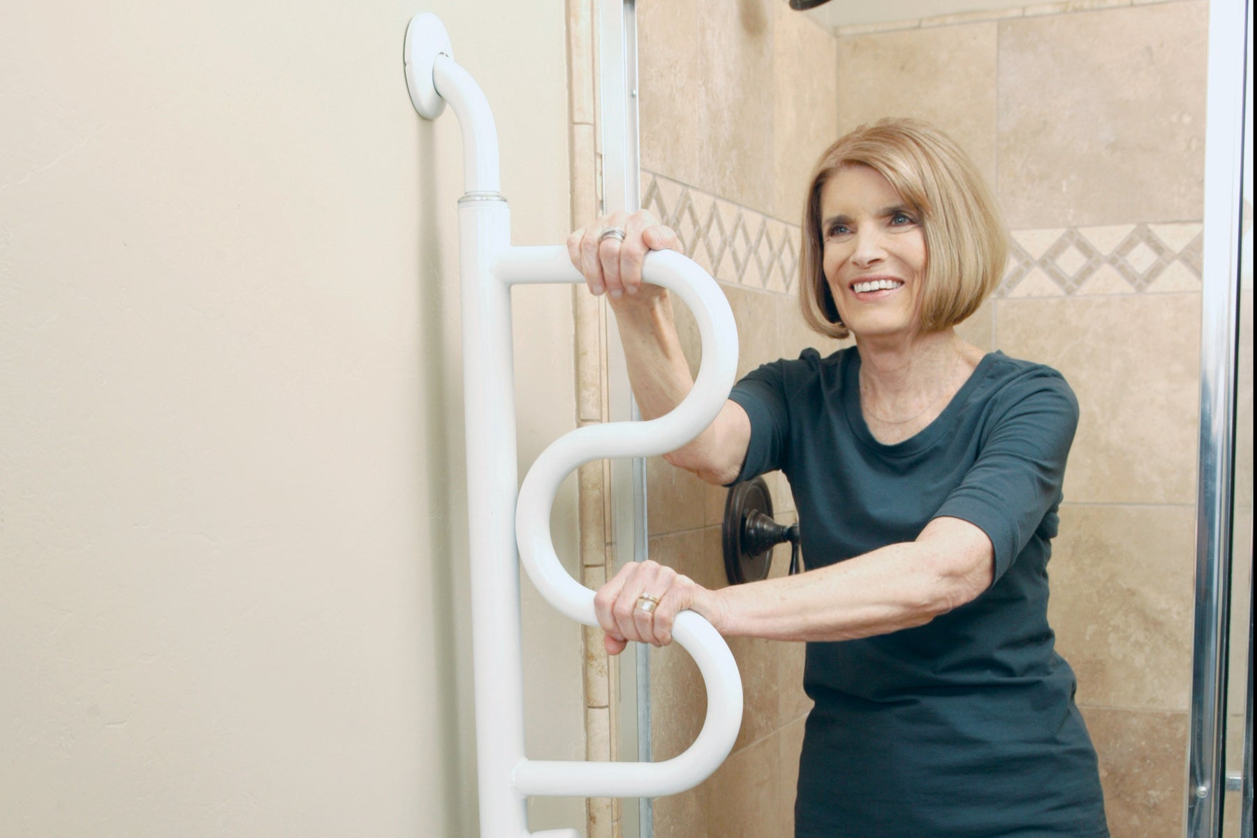 Sturdy The Curve Grab Bar for Bathroom Safety - Non-Slip Shower Handle for Seniors & Disabled - Perfect for Bathroom, Shower, and Toilet Use