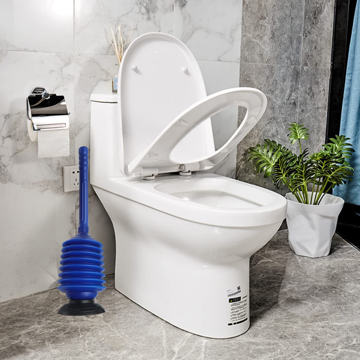 DOITOOL Heavy Duty Toilet Plunger - High Pressure Bathroom Plunger with Ergonomic Handle for Clogged Drains - Essential Bathroom Accessory for Home, Apartment & RV Use