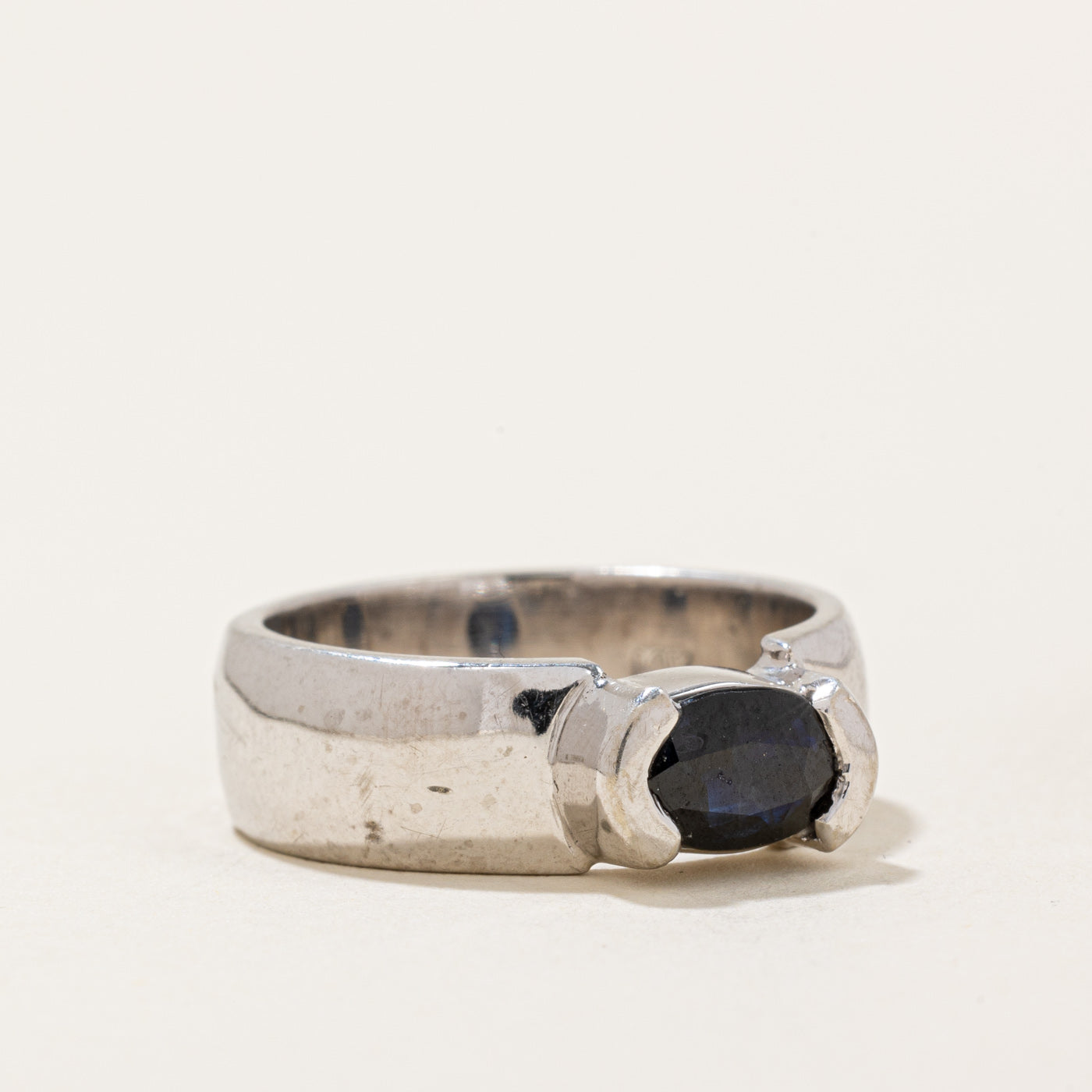 0.85ct Semi Bezel Sapphire Ring - Size 6.75 | Elegant Blue Gemstone Jewelry for Women | Perfect for Engagement, Anniversary & Special Occasions