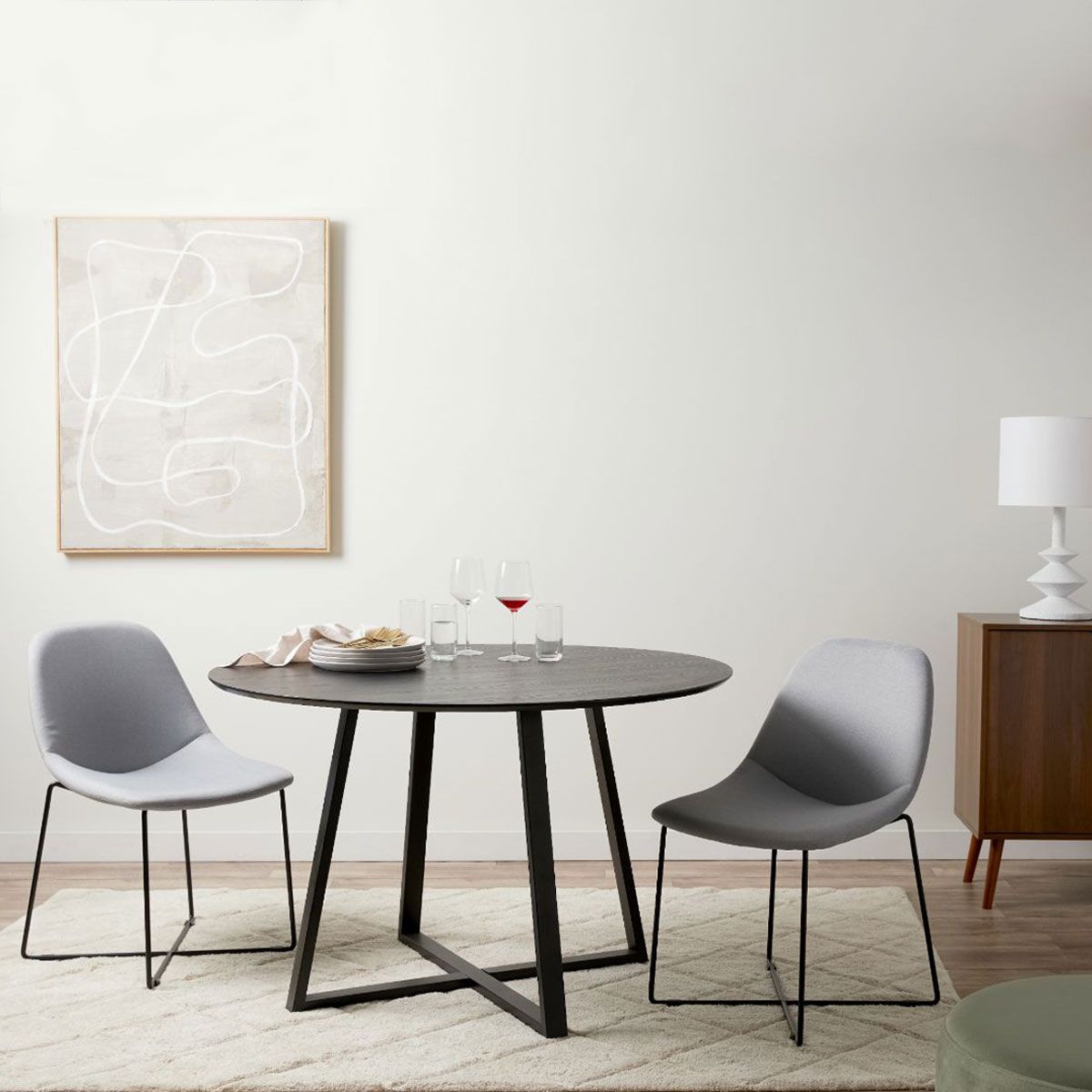 Zander 4-Seater Round Dining Table in Black - Modern Kitchen & Dining Room Furniture for Family Gatherings