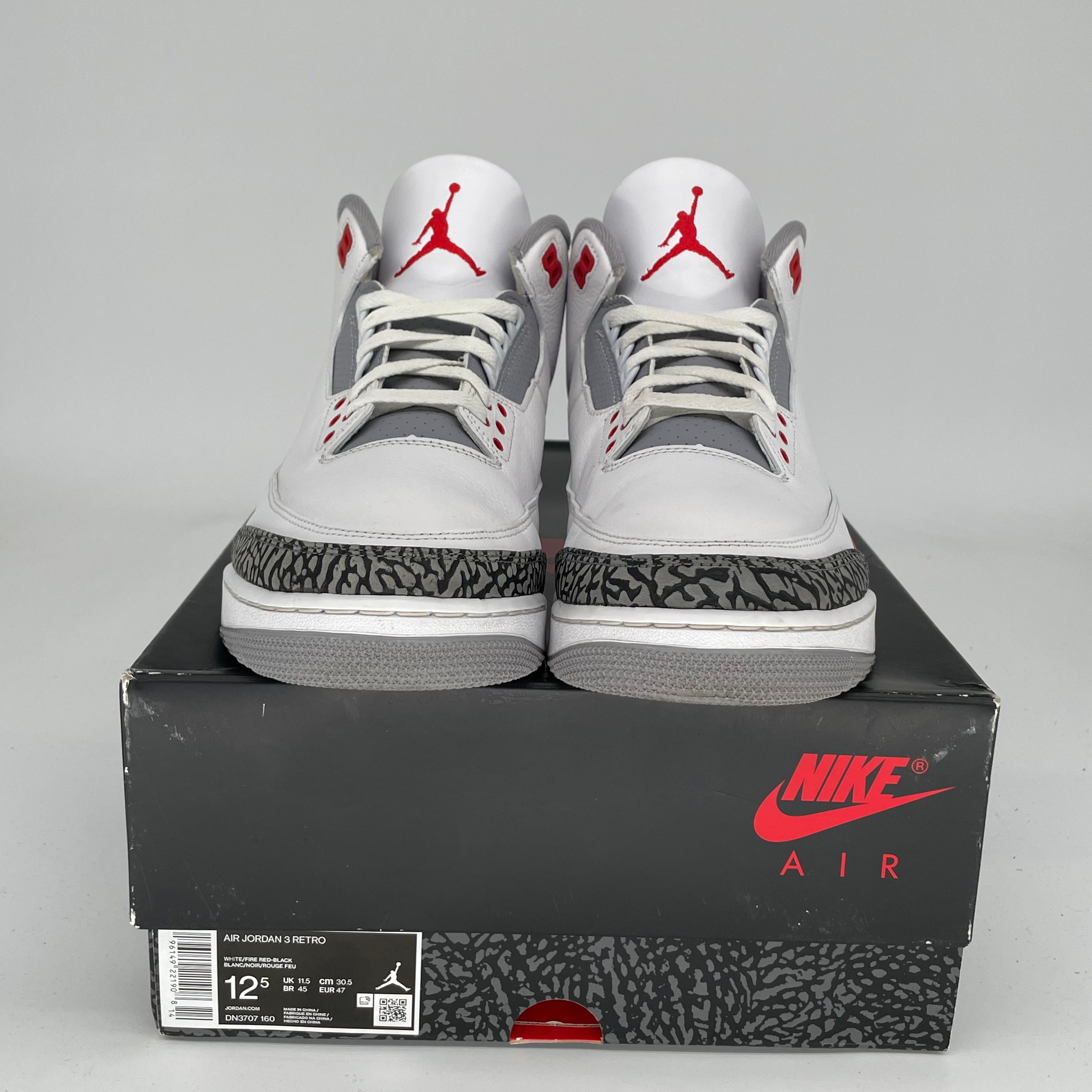 Original Air Jordan 3 Retro 'Fire Red' Men's Basketball Shoes Size 12.5 DN3707-160 - Perfect for Sneaker Collectors & Streetwear Fashion