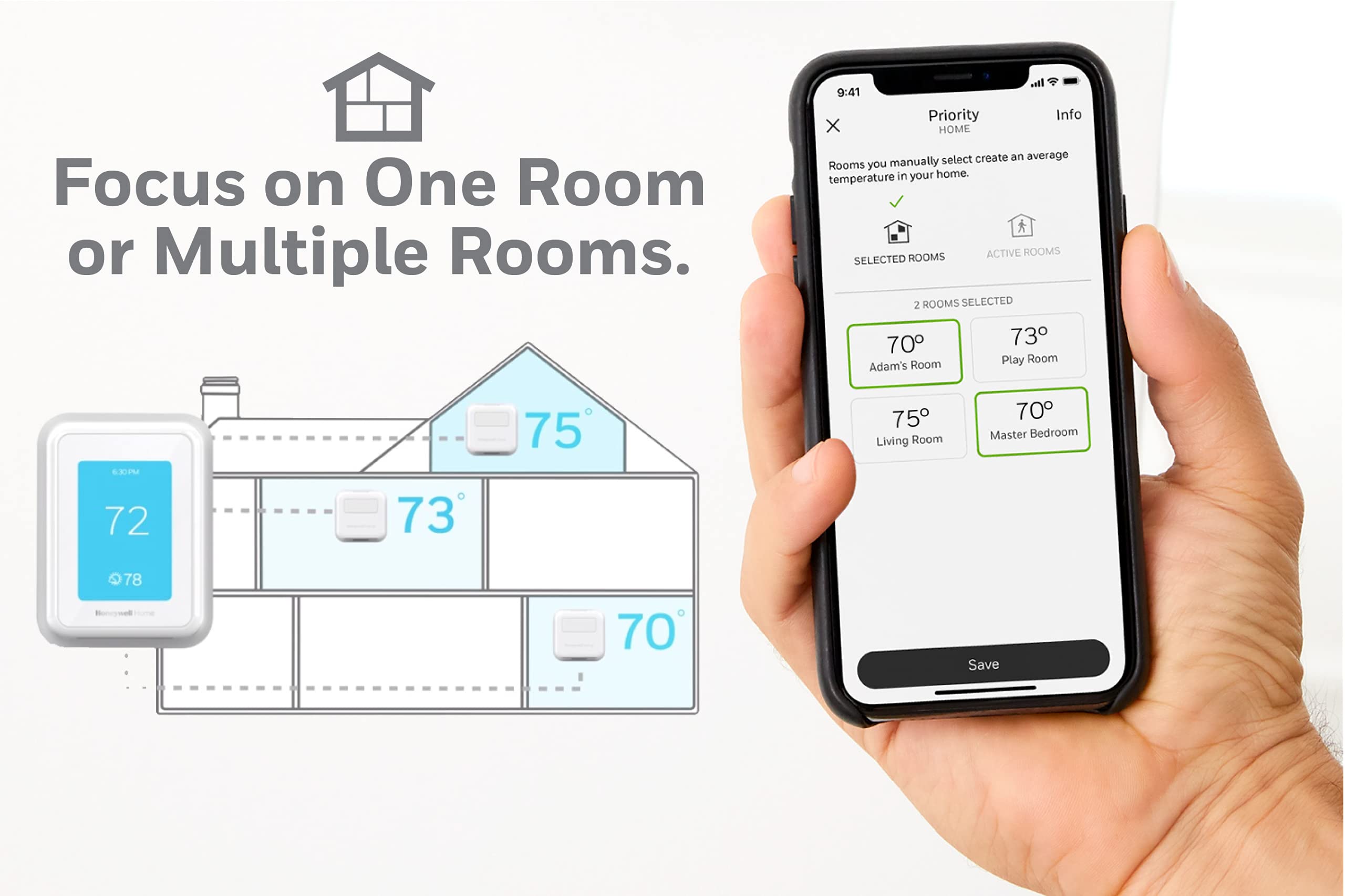 Honeywell Home RCHT9510WF T9 Wi-Fi Smart Thermostat with RPLS730B Programmable Light Switch - Energy Saving Smart Home Combo for HVAC & Lighting Control (Works with Alexa & Google Assistant) - Perfect for Home Automation & Remote Temperature Adjustment