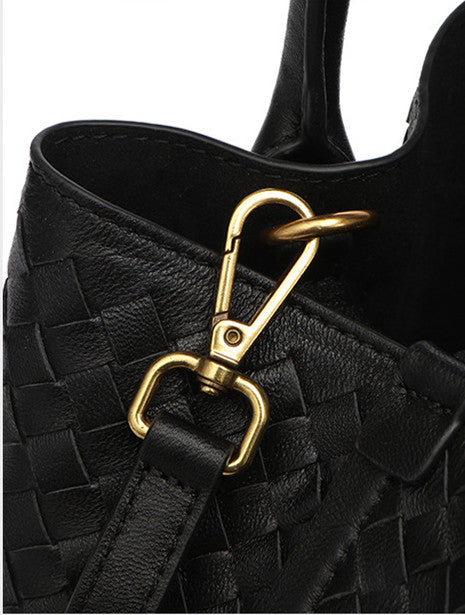 Handwoven Lambskin Bucket Bag for Women - Soft Leather Crossbody Purse with Adjustable Strap - Perfect for Travel, Shopping & Everyday Use