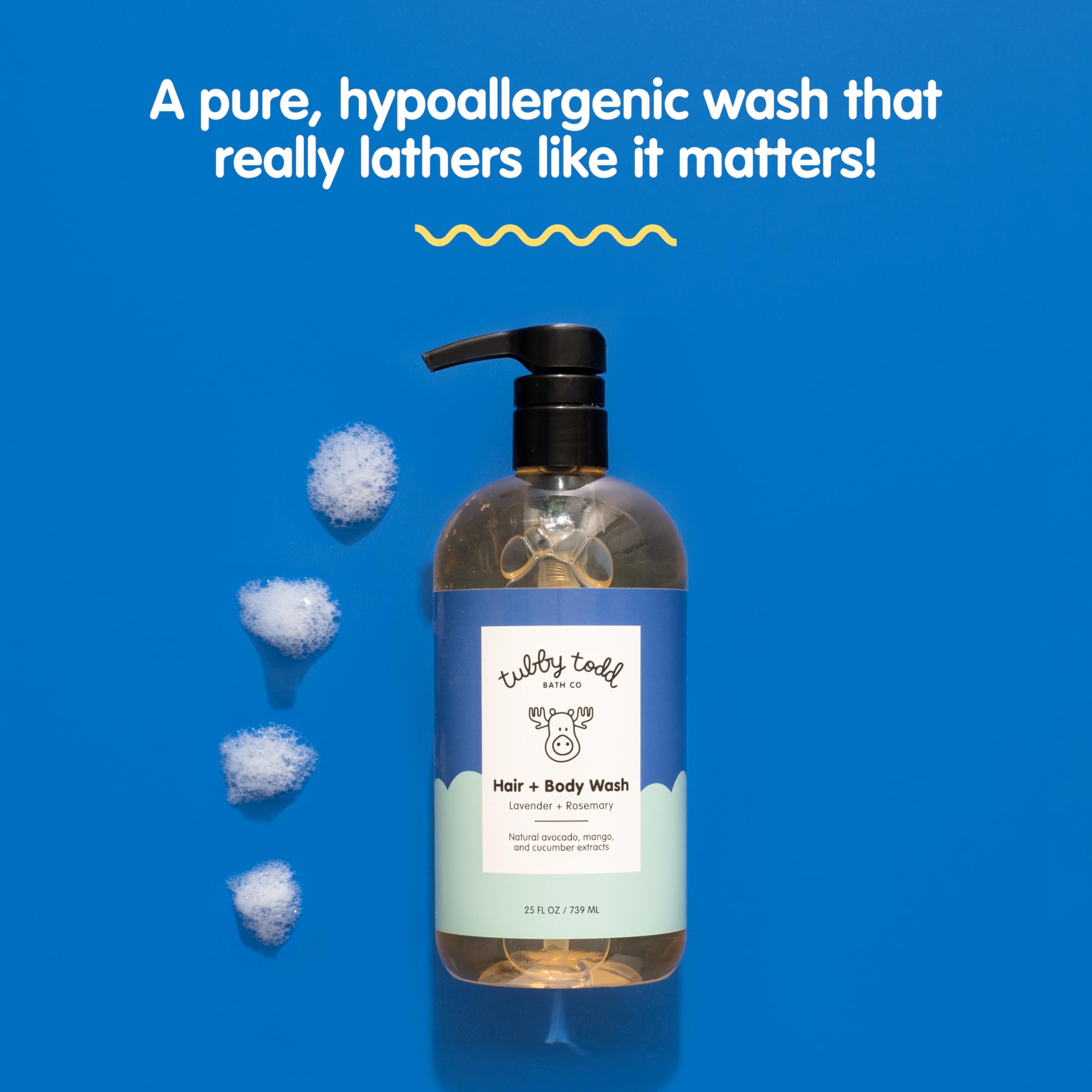 TUBBY TODD Baby Hair & Body Wash - Gentle Natural Shampoo & Wash for Newborns, Infants & Toddlers - Hypoallergenic, Non-Toxic - Lavender Rosemary Scent - 2 Pack (8.5oz + 25oz) - Perfect for Bath Time, Sensitive Skin Care & Daily Baby Hygiene