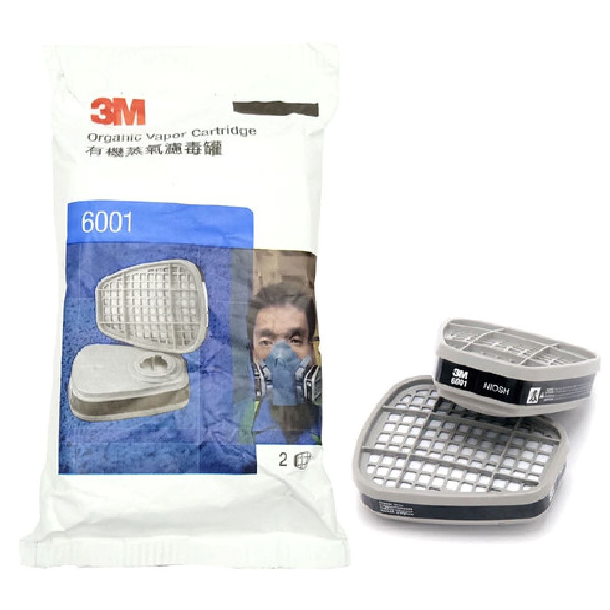 3M 6001 Organic Vapor Cartridge (2-Pack) - NIOSH Approved for Paint, Solvents & Chemicals - Perfect for Painting, Woodworking & Industrial Safety