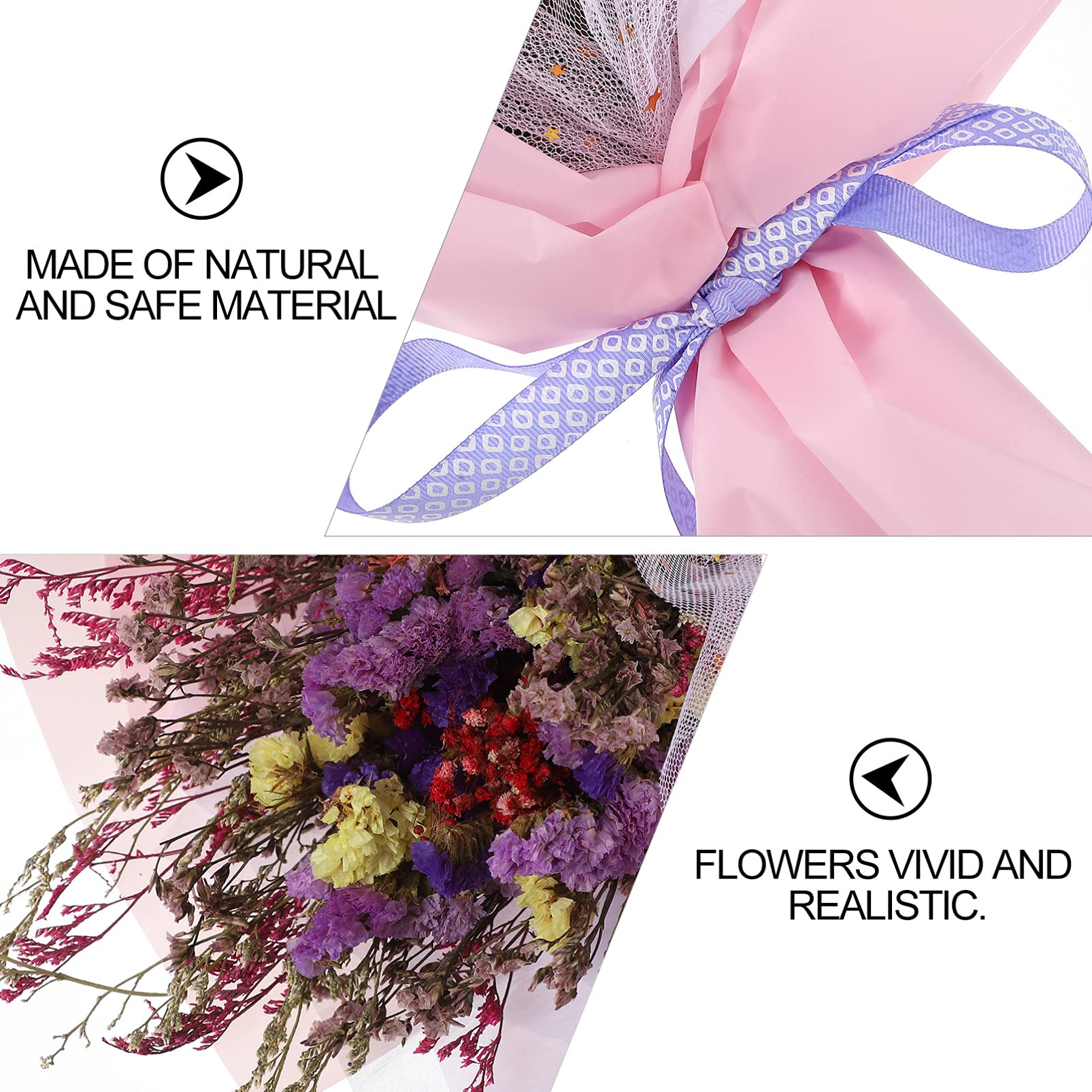 BESPORTBLE Natural Dried Flower Bouquet Set - Artificial Floral Arrangement Centerpiece with LED Lights for Home Decor, Wedding, Baby Shower & Party Decorations | Perfect for Tabletop, Mantel and Shelf Display