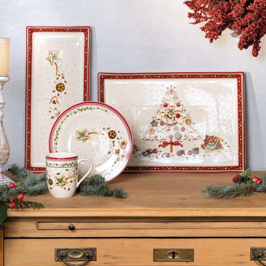 Villeroy & Boch Winter Bakery Delight Porcelain Cake Plate - Premium Christmas Gift & Entertaining Serveware - Dishwasher & Microwave Safe - 15.3 x 10.4 Inches - Perfect for Holiday Desserts, Afternoon Tea & Special Occasions