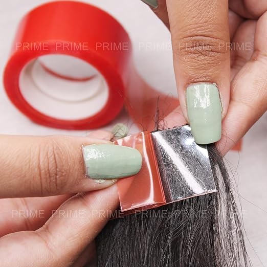 Prime 1-Piece Double-Sided Wig Tape - Transparent Toupee Tape for Extended Wear | Hair System & Patch Bonding Tape for Men (Red, Pack of 1) | Secure All-Day Hold for Wigs, Hairpieces & Extensions