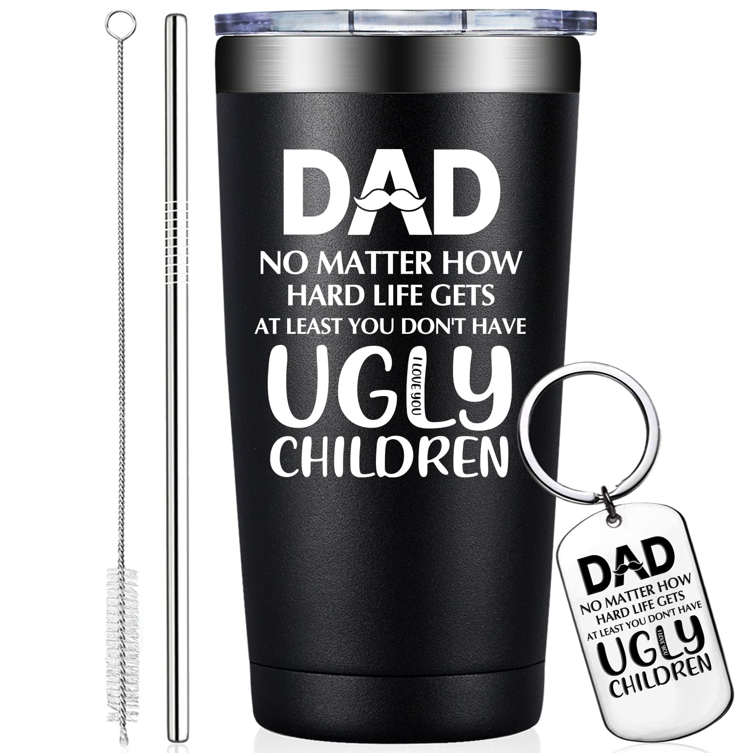 20 oz Dad Tumbler Cup - Inspirational Gift for Father from Daughter, Son, Kids & Wife - Perfect for Birthday, Father's Day & Christmas - Durable Travel Mug for Office, Gym & Outdoor Adventures