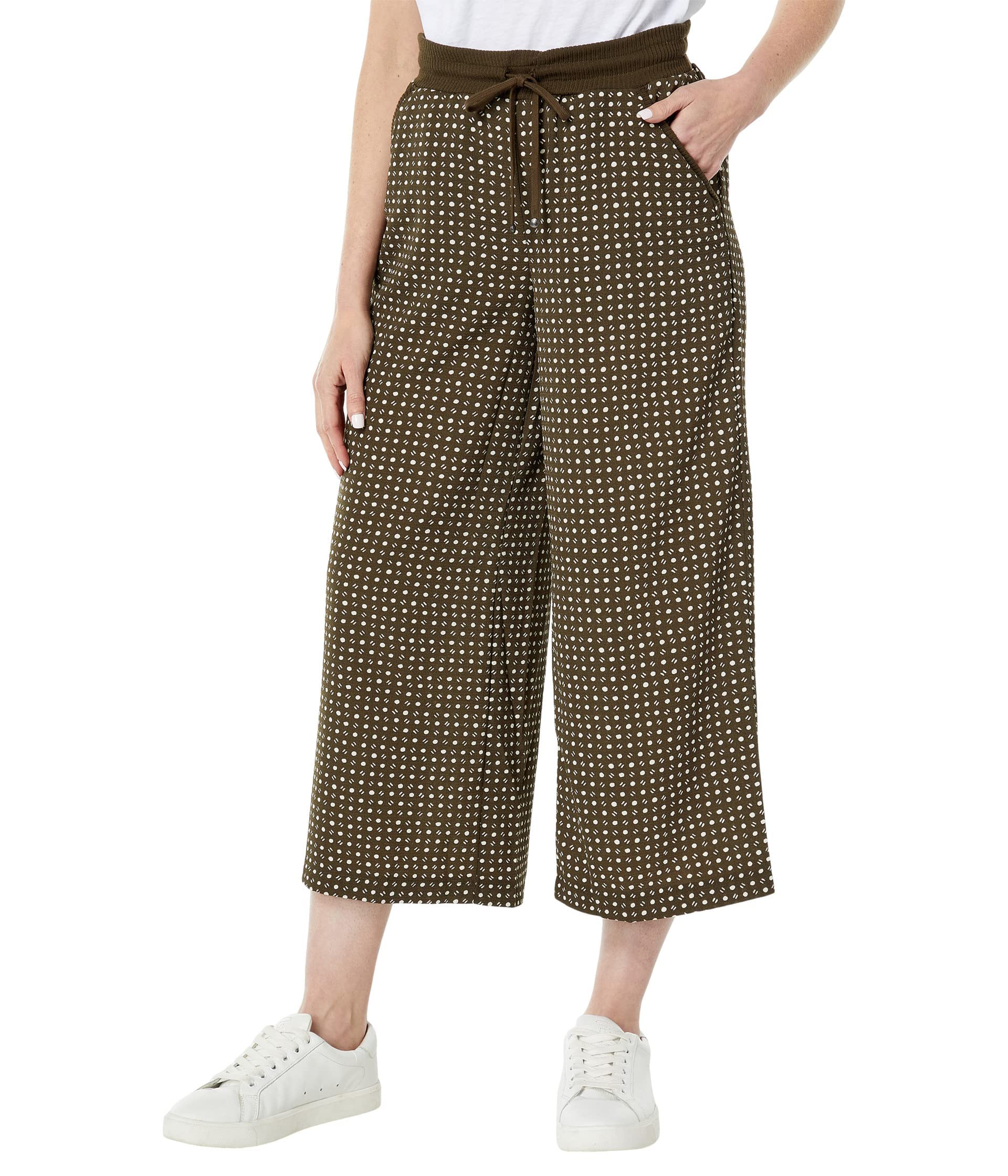 Max Studio Women's Crepe Cropped Wide Leg Pants - Comfortable High Waisted Lounge Pants for Work, Travel & Casual Wear