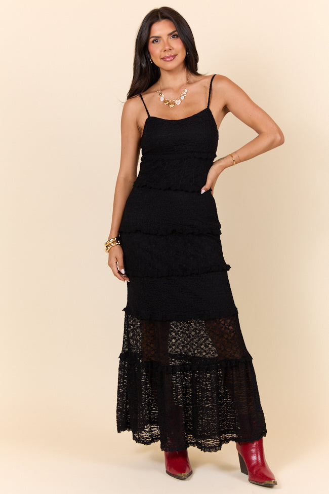 Elegant Black Lace Maxi Dress for Women - Summer Evening Party, Beach Wedding, Date Night Outfit - Plus Size & Regular Sizes Available