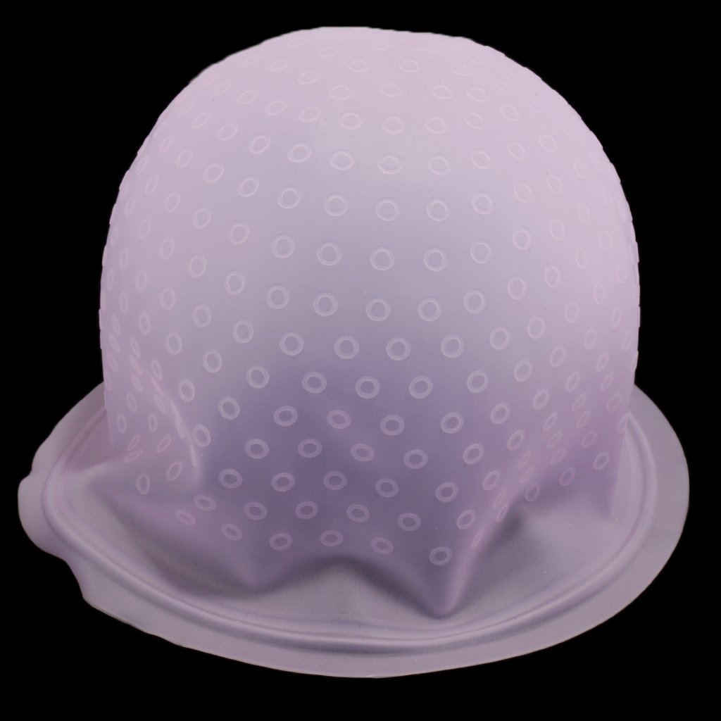 Professional Reusable Silicone Hair Coloring Cap with Metal Hook for Highlights & Balayage - Purple (Perfect for DIY Hair Dyeing, Salon Use & At-Home Hair Treatments)