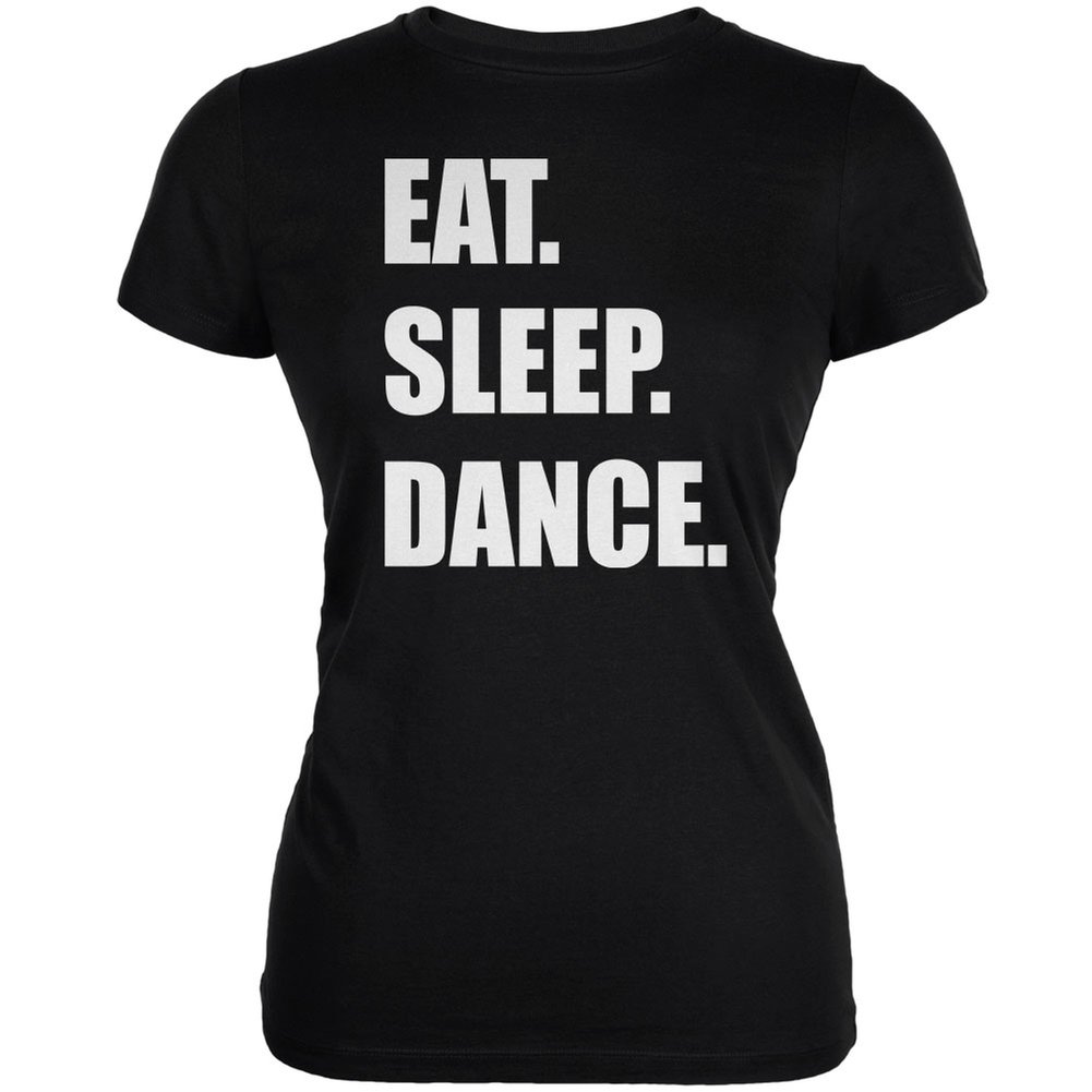 Old Glory Eat Sleep Dance Black Juniors Soft Cotton T-Shirt - Comfortable Casual Tee for Everyday Wear, Dance Practice & School Activities