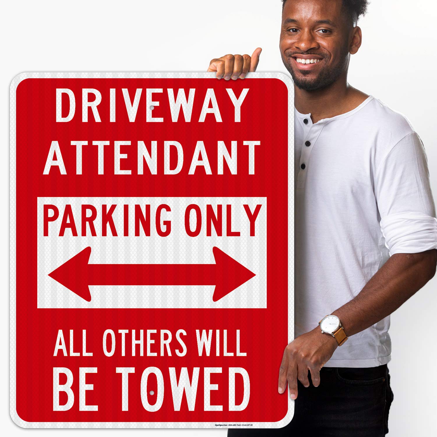 3M EGP Reflective Aluminum Driveway Parking Sign - 24x30 Inches, Fade Resistant & Easy Mounting for Indoor/Outdoor Use | Perfect for Private Property, Business Entrances & Parking Lot Directional Signs | Made in USA