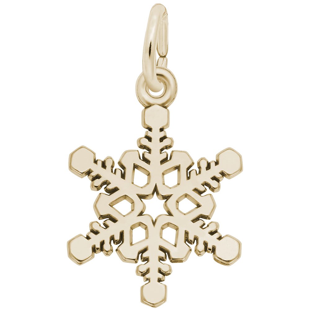 10K Yellow Gold Snowflake Charm Pendant - Elegant Jewelry for Bracelets & Necklaces - Perfect for Christmas Gifts, Winter Fashion & Holiday Party Accessories