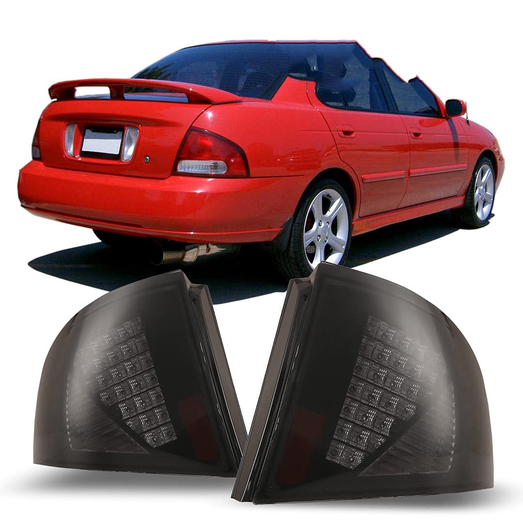 Winjet Street Series LED Tail Lights for 2000-2003 Nissan Sentra - Smoked Lens Design, Enhanced Visibility & Style - Perfect for Night Driving & Car Customization