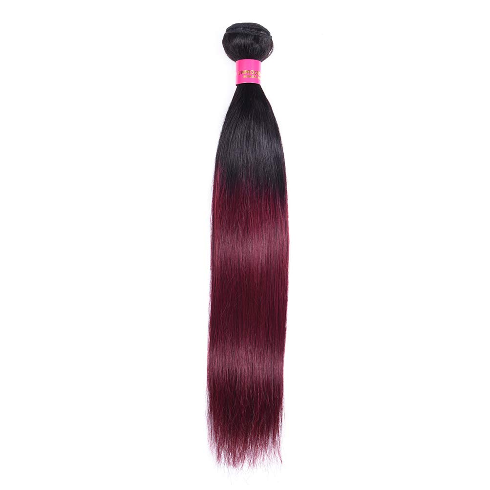 WOME Ombre Burgundy Peruvian Human Hair Bundles - Silky Straight Hair Weft Extensions 14
