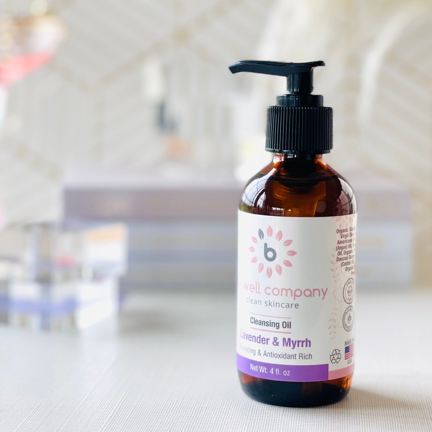 Organic Lavender Facial Cleansing Oil for Acne-Prone Skin | Gentle Makeup Remover & Deep Pore Cleanser | Perfect for Daily Skincare Routine & Spa Night Self-Care