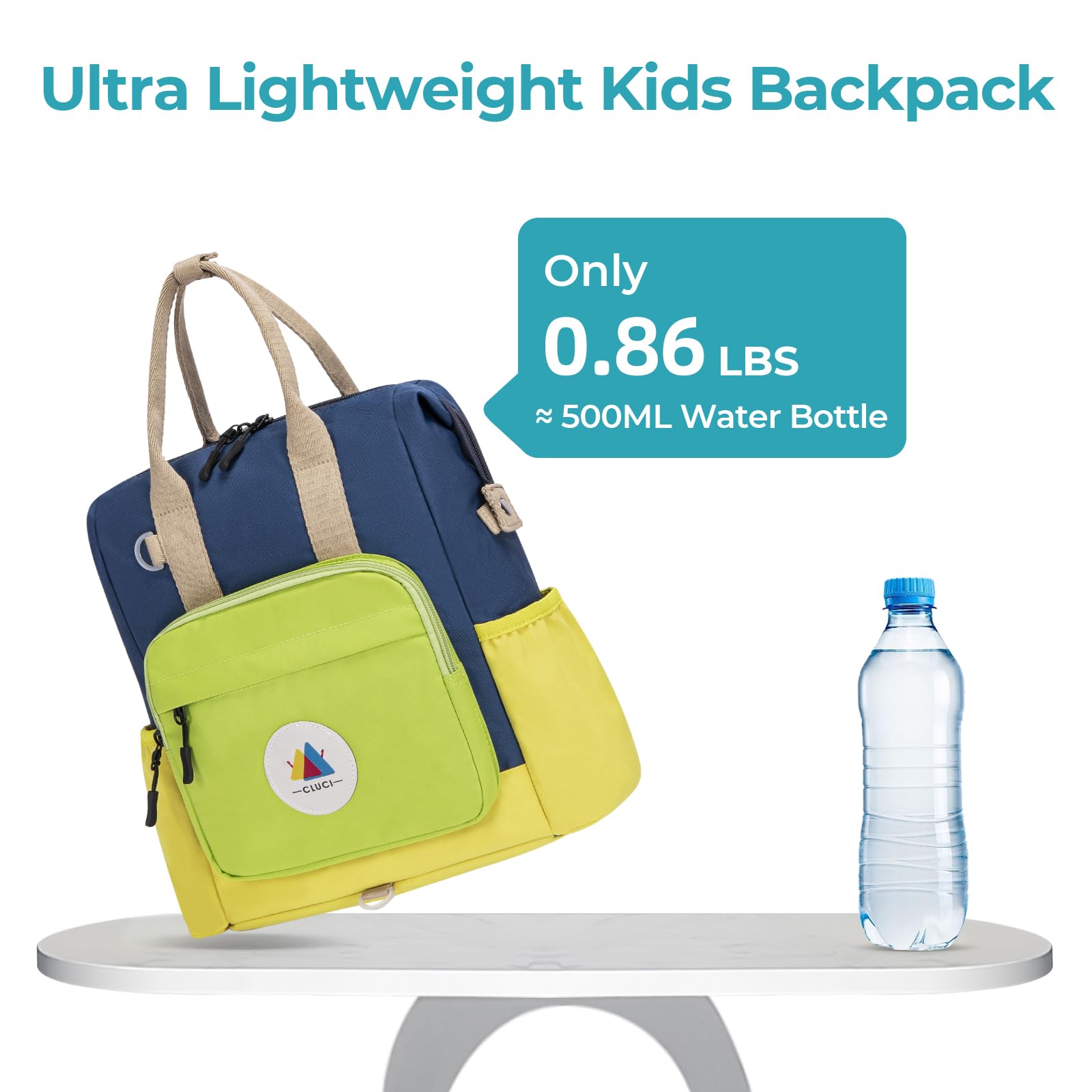 CLUCI Toddler Backpack for Boys & Girls - Lightweight School Backpack for Preschool, Kindergarten & Travel - Waterproof Kids Backpack for Daycare, Outings & Daily Use (Ages 2-4, No Velcro) - Perfect for School Supplies, Snacks & Essentials