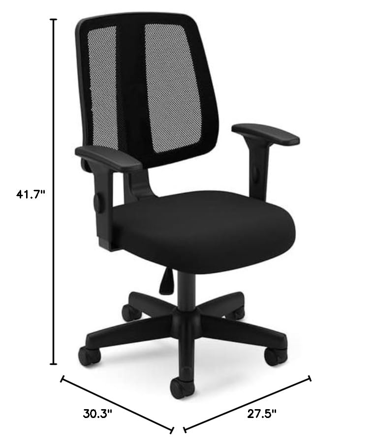 Ergonomic Mid-Back Flip Light Office Chair - Breathable Mesh & Fabric Computer Desk Chair with Lumbar Support - Adjustable Height & Arms with Tilt Lock - Perfect for Home Office, Gaming & Workspaces