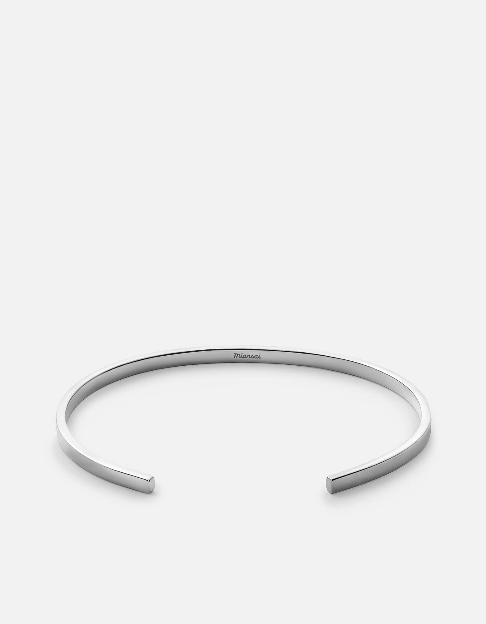 3mm Sterling Silver Beam Cuff Bracelet - Minimalist Stackable Bangle for Women - Perfect for Layering, Everyday Wear & Special Occasions