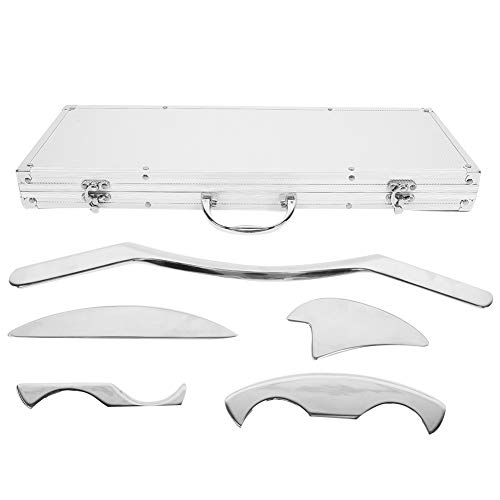 5-Piece Stainless Steel Gua Sha Scraping Plate Set - Professional Body Scraper & Myofascial Release Tools for Muscle Pain Relief, Soft Tissue Mobilization - Perfect for Facial Massage, Neck & Back Therapy, and Post-Workout Recovery