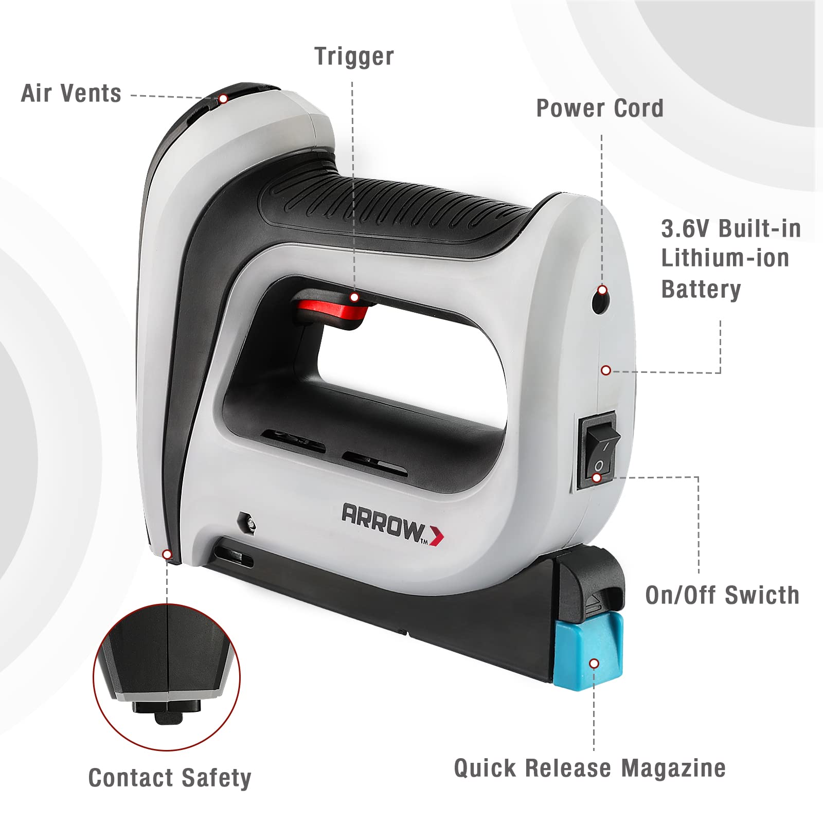 Arrow T50DCD Cordless Staple Gun Kit with 1000 T50 Stainless Steel Staples - Heavy Duty Electric Staple Gun for Upholstery, Carpentry, DIY Home Projects & Crafts