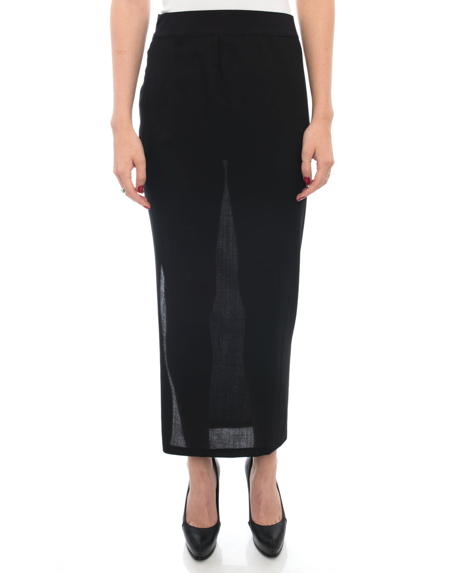 Ann Demeulemeester Black High-Slit Pencil Skirt for Women | Elegant Office & Evening Wear | Formal & Party Outfits
