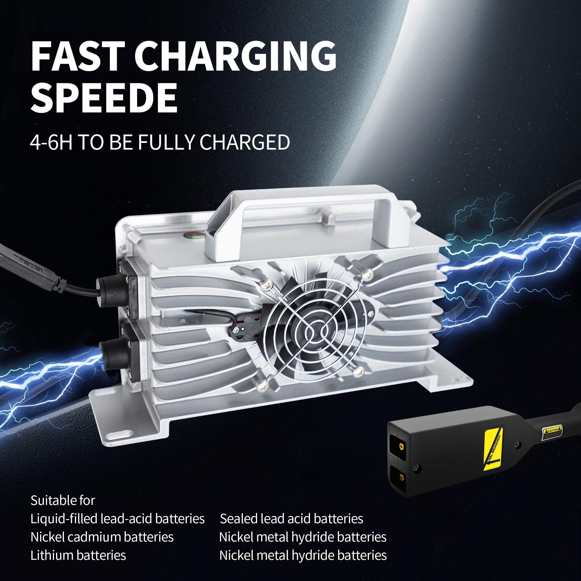 36V 18A Golf Cart Battery Charger - Smart Trickle Charger for Lead Acid, AGM & Gel Batteries - Fast 3-6 Hour Full Charge - Perfect for Golf Carts, RVs & Marine Vehicles