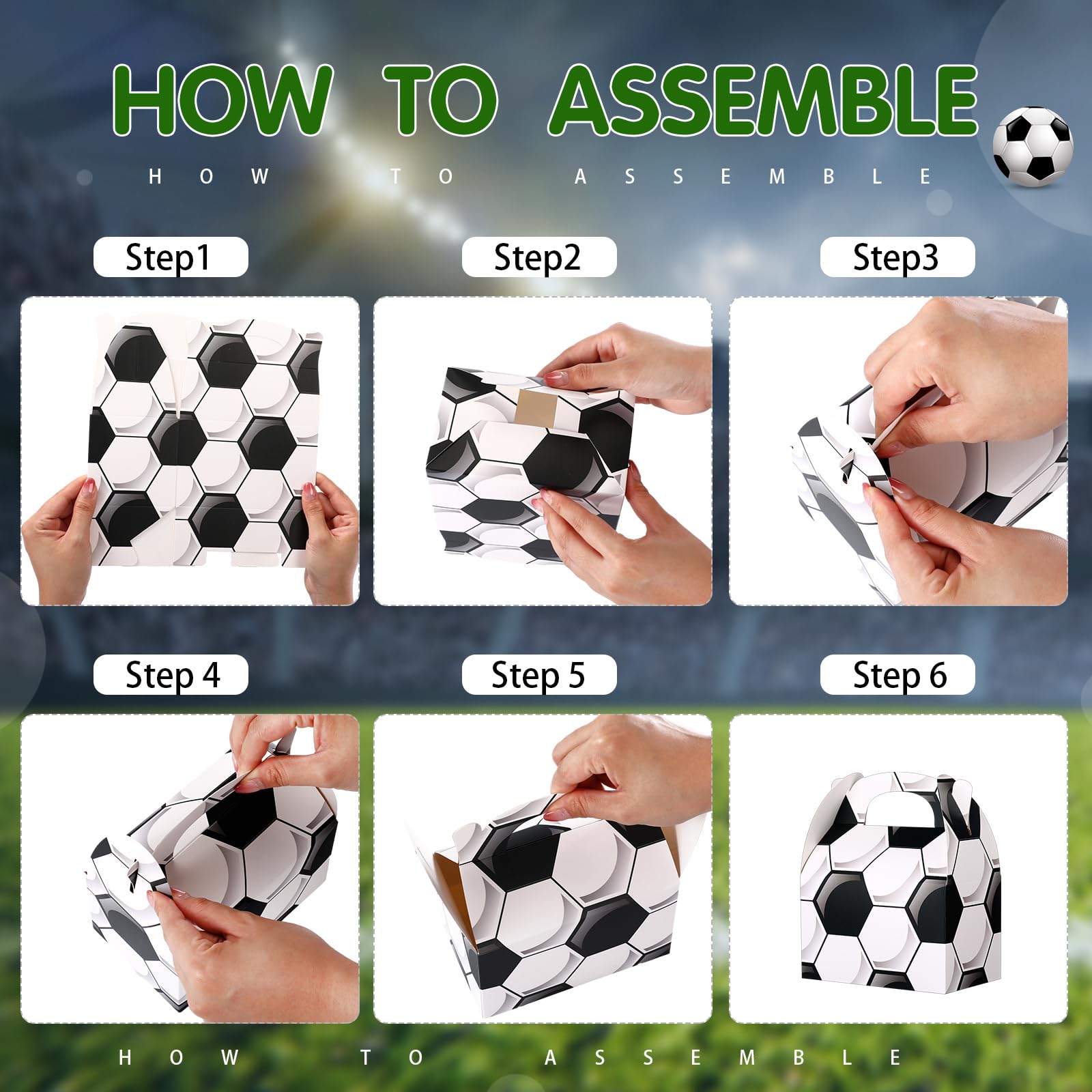 **Aoriher 30 Pcs Soccer Party Favors - Soccer Treat Boxes with Handles, Soccer Theme Party Gift Boxes, Candy Snack Goody Bags for Birthday, Sports Celebration & Team Events - Perfect for Soccer Decorations, Party Supplies & Gift Wrapping**